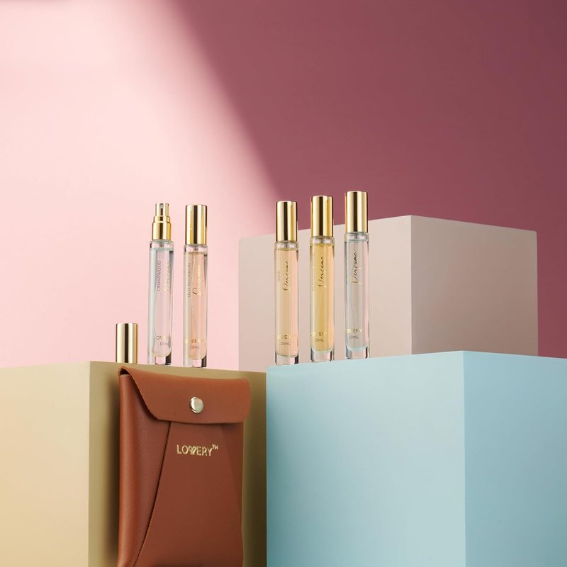 Unisex Mini Perfumes Gift Set - 5 Assorted Woody Floral Scents | 10ml Eau de Toilette Samples