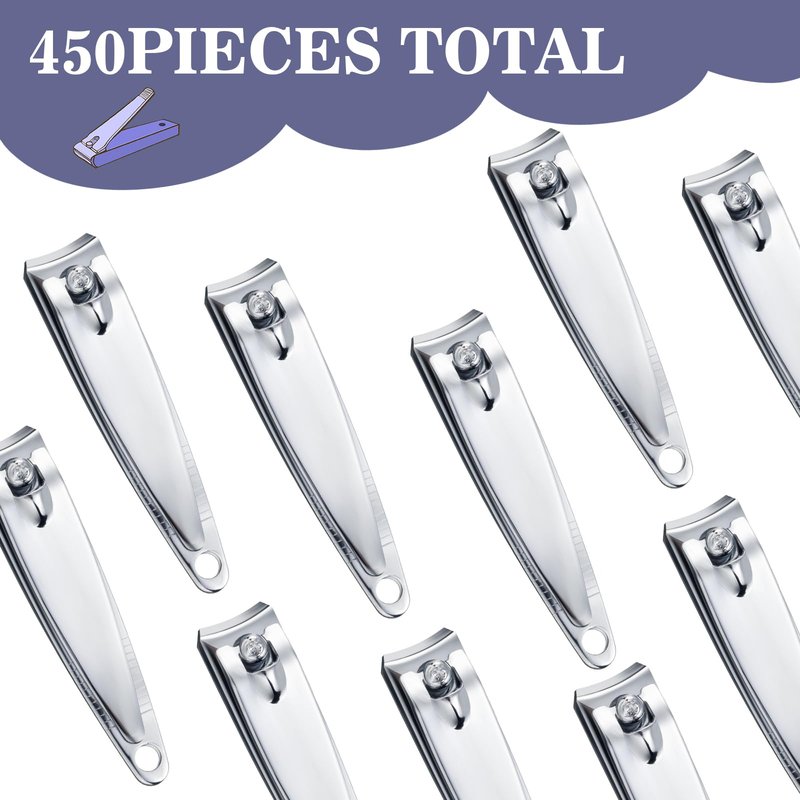 Hestya 450 Pcs Nail Clippers Bulk Stainless Steel Clippers Bulk Portable Toenail Clipper Sturdy Nail Cutter Manicure Trimmer Curved for Men Women Toe Travel Pedicure Clip