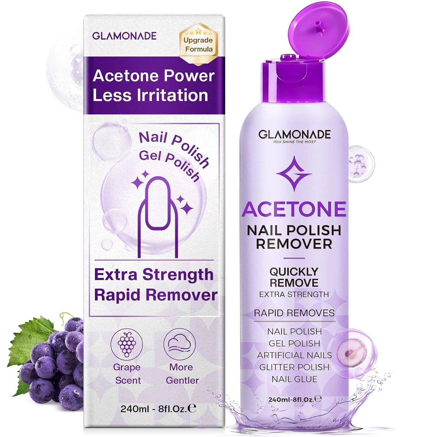 Acetone Nail Polish Remover - Professional Soak-Off Gel Formula with Aloe Vera | 8 Fl. Oz.