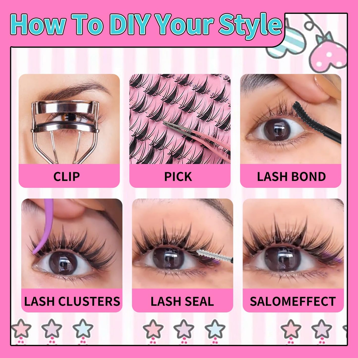 UIYPL Lash Clusters Kit-Cluster Eyelash Extensions. Eyelash Extension Kit. Volume Lash Clusters. Pro Lash. False Eyelashes & Adhesivesc. (ZH03 kit 180pcs)
