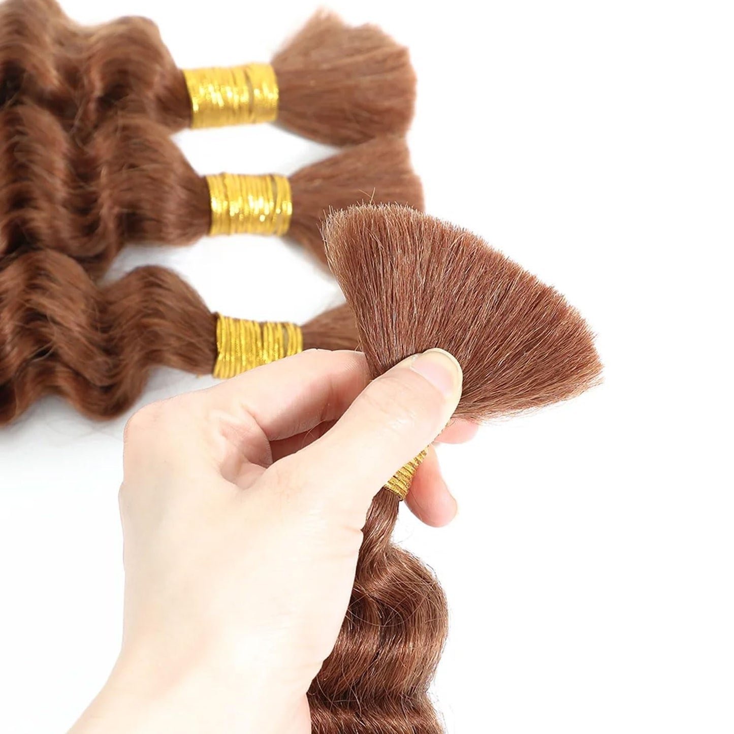 28 28 Inch Color 30 Boho Human Hair Light Brown Boho Hair For Braiding #30 Braids Deep Wave Color 30 Braids Brown Bulk Bohehemian Braiding 100g