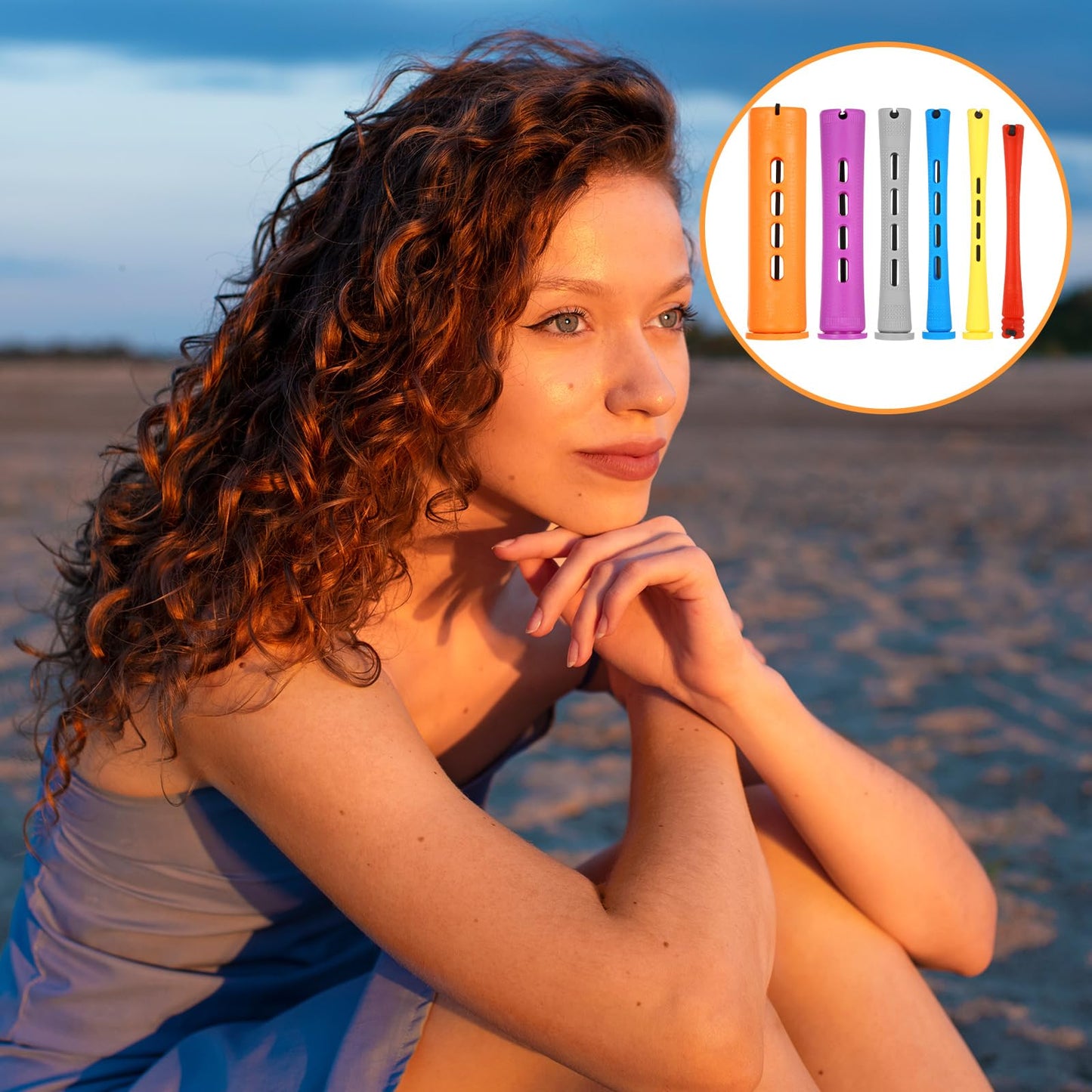 68 Pcs Hair Perm Rods Set - 6 Sizes Plastic Cold Wave Rods with Rat Tail Combs Hair Styling Clips, Perming Rods for Long Short Natural Hair Hairdressing Tools