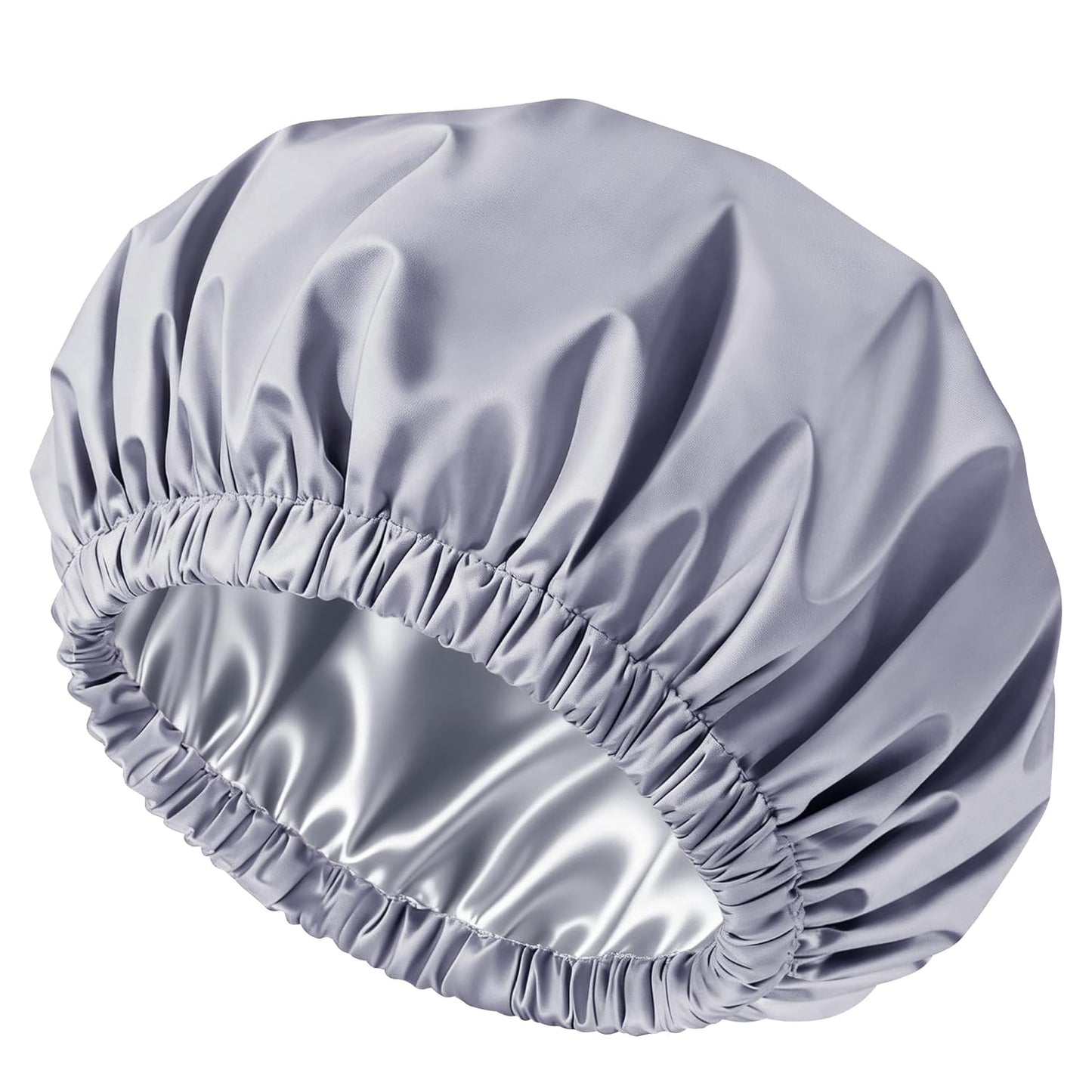 Satin Lined Shower Cap for Women - Reusable Waterproof Hair Protection | Large Washable Pink Cap
