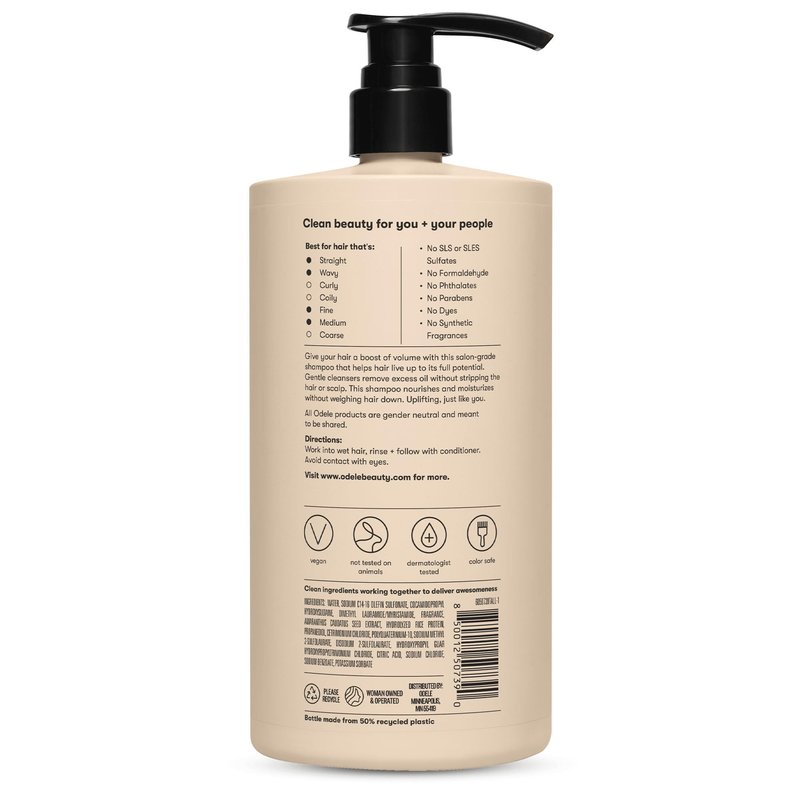 Odele Volumizing Sulfate-Free Shampoo, Adds Moisture, Shine, and Fullness for Straight or Wavy Hair Types, 32 Fl Oz