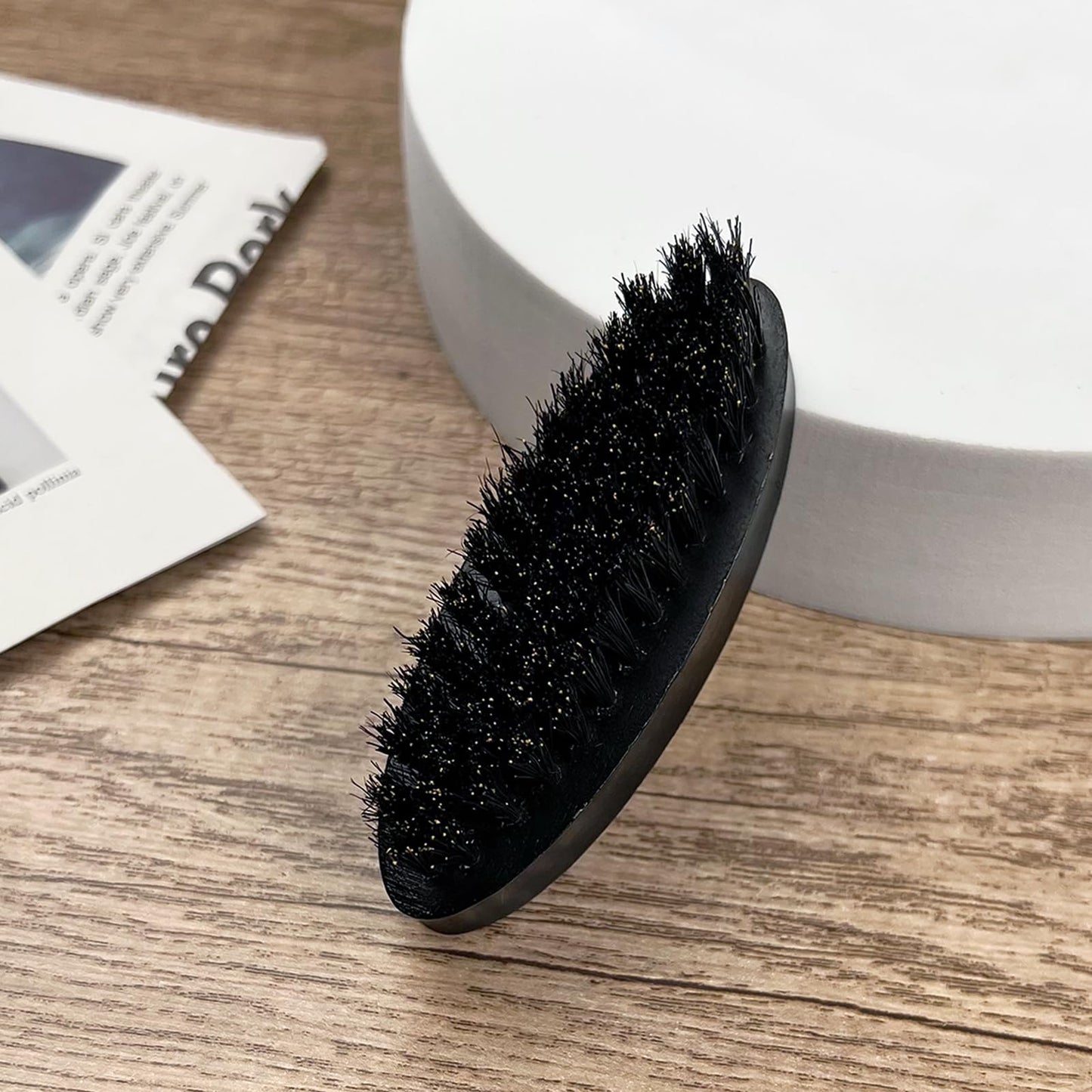 Men's Solid Wood Beard Brush, Boar Bristle Mustache Brush for Men, Military Style