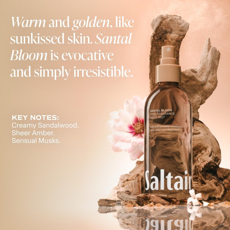 Saltair Body Mist - Lightweight Fine Fragrance Spray with Santal Bloom Scent | 2-Pack 8oz Bottles