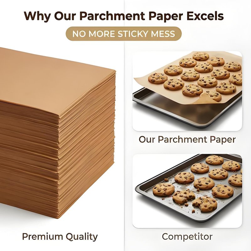 50Pcs Baking Paper Sheets - Parchment Paper Bulk Value Pack Non-Stick for Kitchen Ovens - Heat Resistant Pre-cut Parchment for Cookies