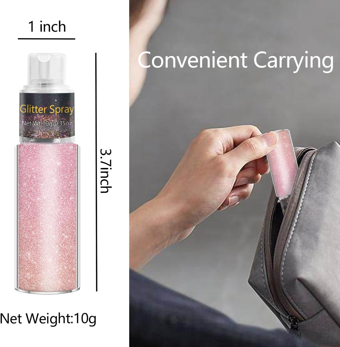 Holographic Glitter Spray for Hair & Body - Shiny Loose Highlighter Powder | 10g Pink