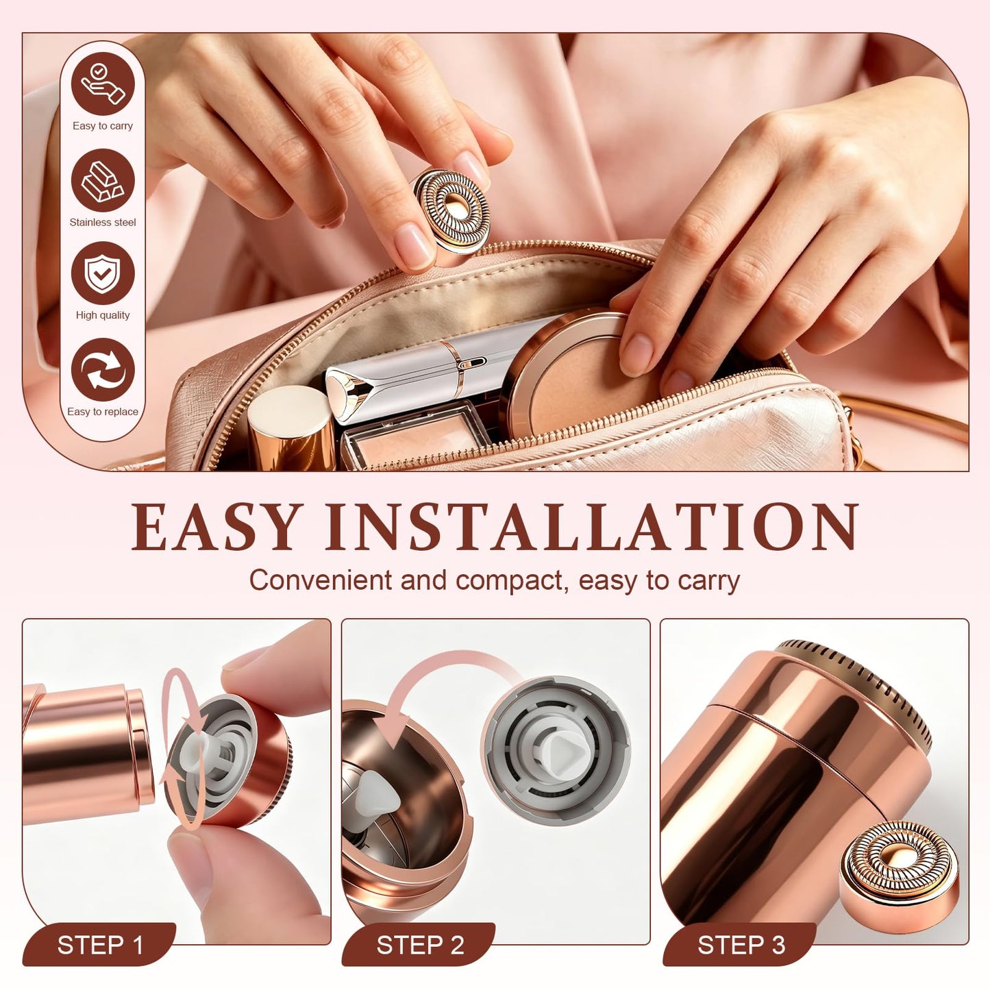 Gen 2 Replacement Heads Compatible with Flawless Facial Hair Remover for Women,Replacement Blades for Finishing Touch Flawless Hair Removal,Rose Gold (Rose Gold/6PCS)