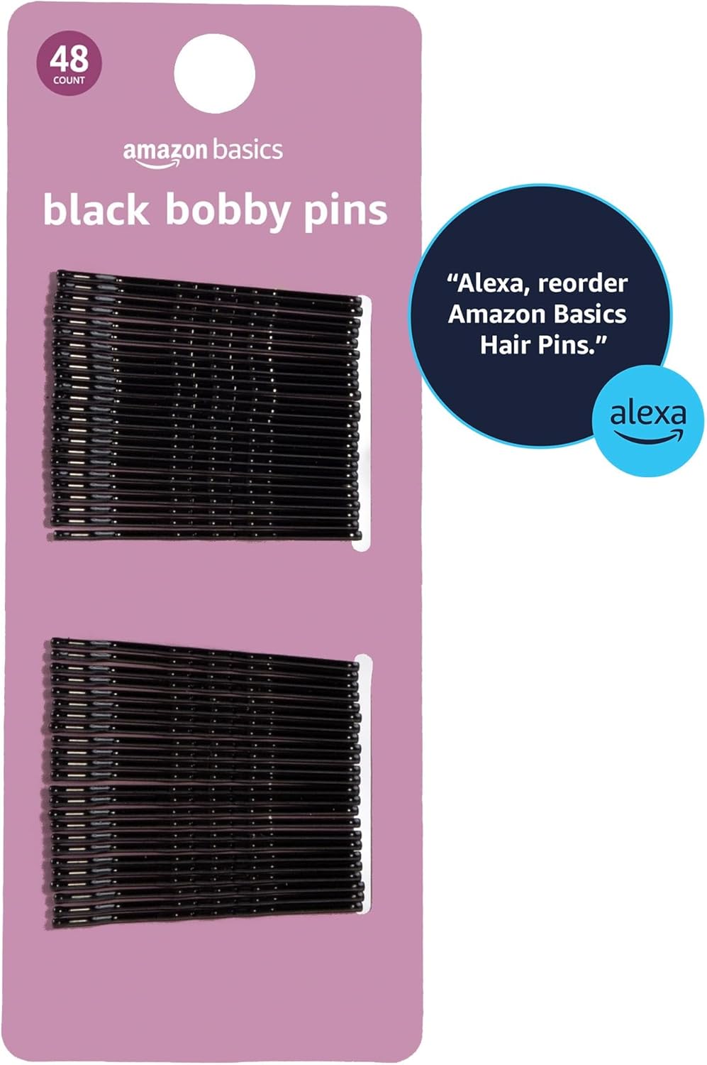 No Slip Bobby Pins - Black High Gloss Hair Accessories | 48 Count for All-Day Comfort and Styling