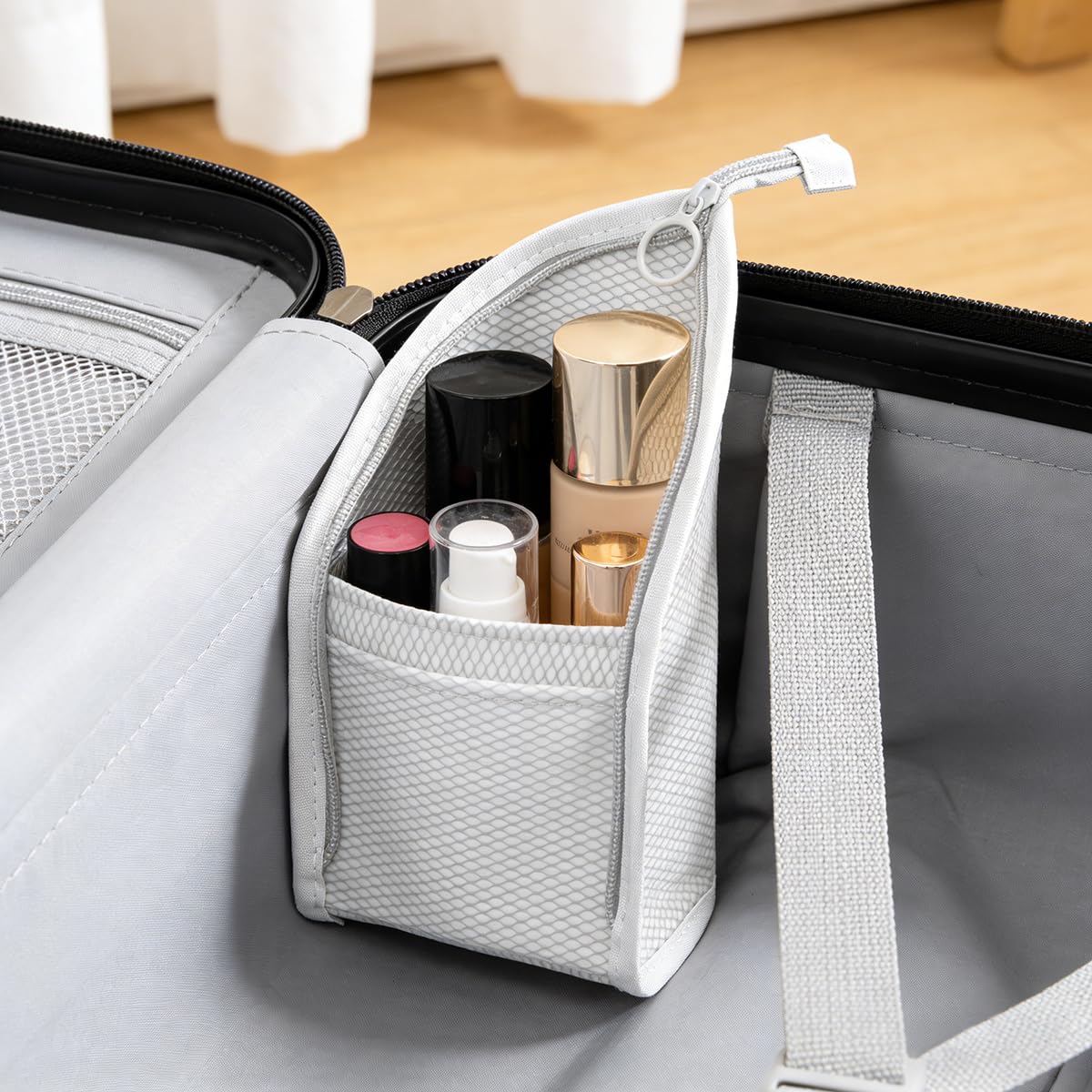 Standing Toiletry Bag | Portable Lightweight Travel Toiletry Cosmetic Brush Compartment | Eva Makeup Toothbrush Bags with Zipper Mesh Pocket | Travel Toiletry Storage Organizer for Woman and Man