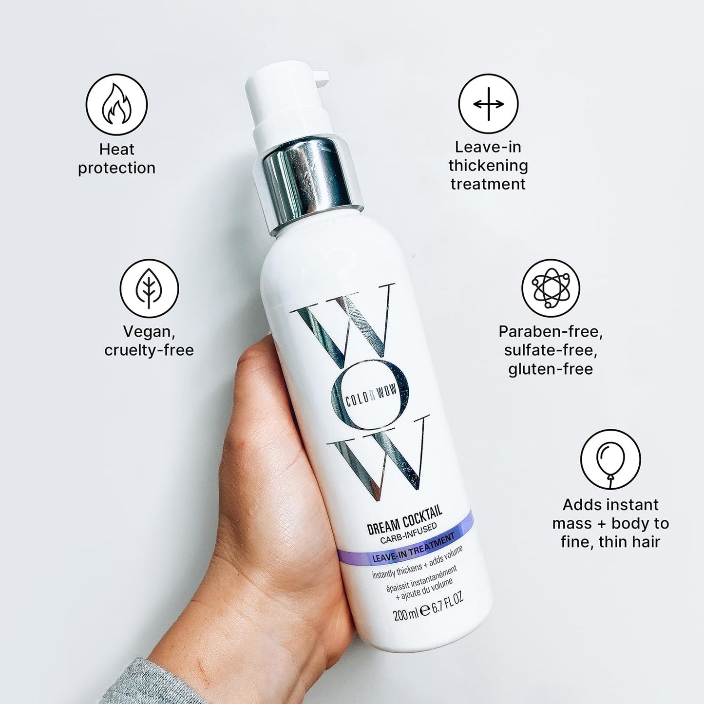 COLOR WOW Dream Cocktail Leave-In Treatment - Carb Infused Formula for Thick, Full Hair | Heat Protection
