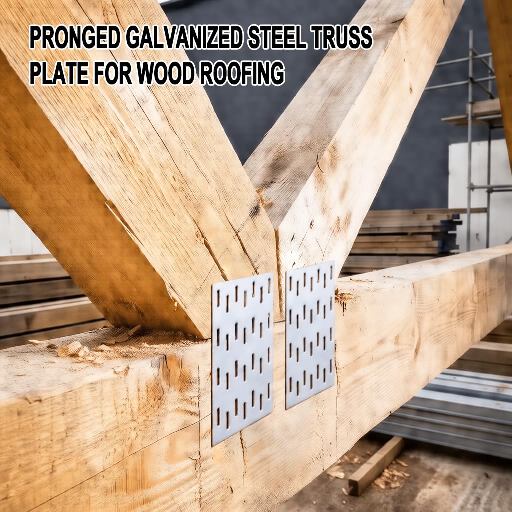 50 Pcs Truss Plates 2x4 Inch, Pronged Galvanized Steel Mending Plates