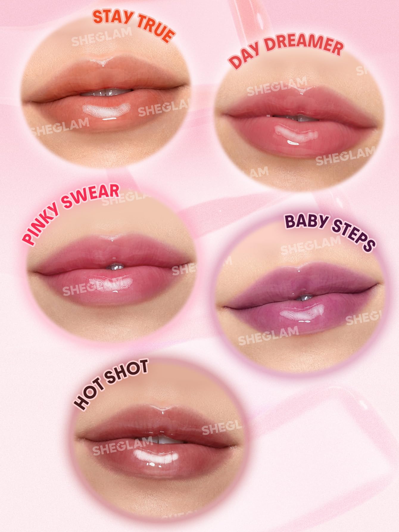SHEGLAM Jelly Wow Tinted Lip Oil Plumping Lip Gloss Natural -Baby Steps