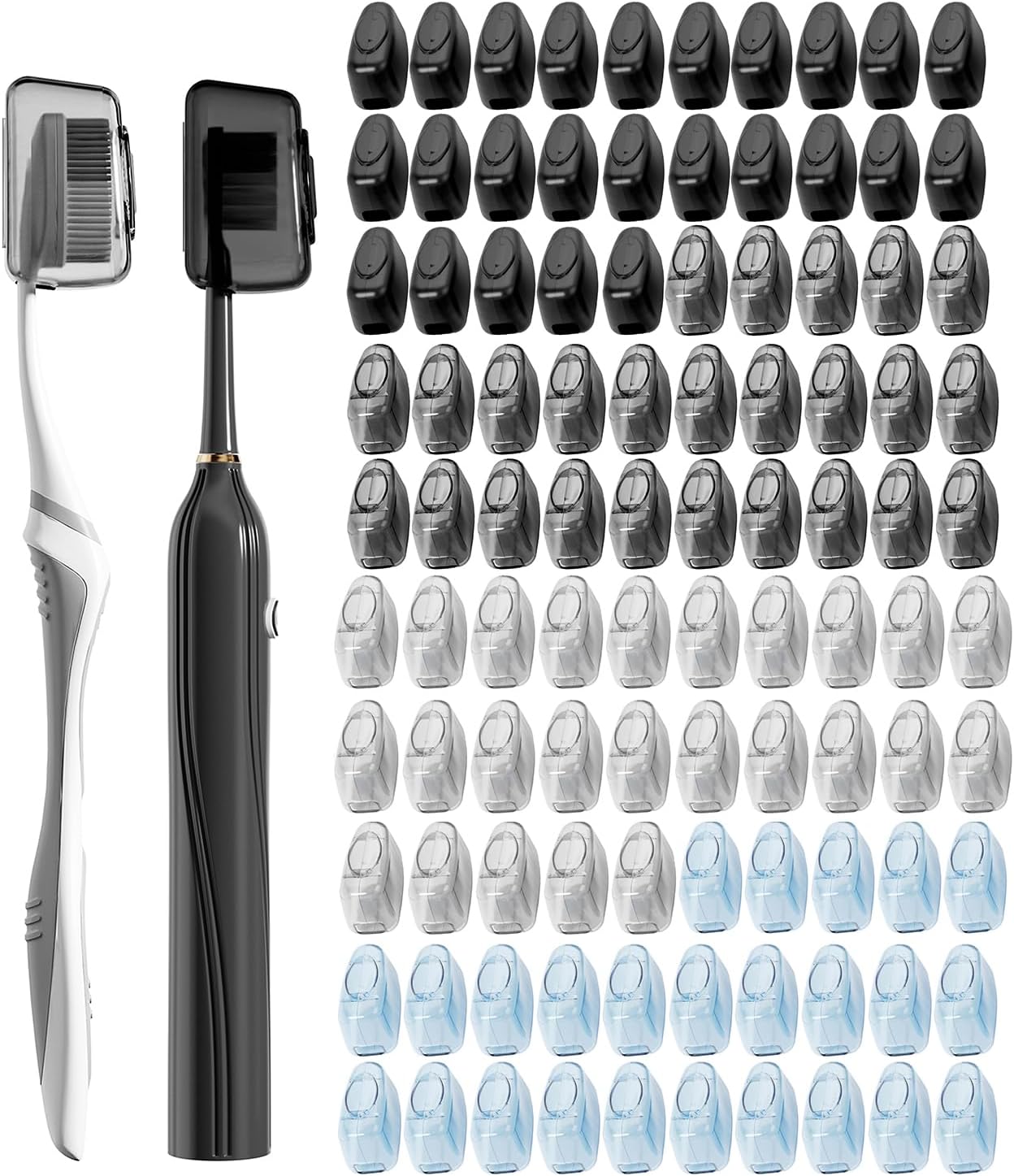 Toothbrush Covers - 100 Pack Universal Fit for Electric & Manual Brushes | Reusable Travel & Home Protectors - Multicolor