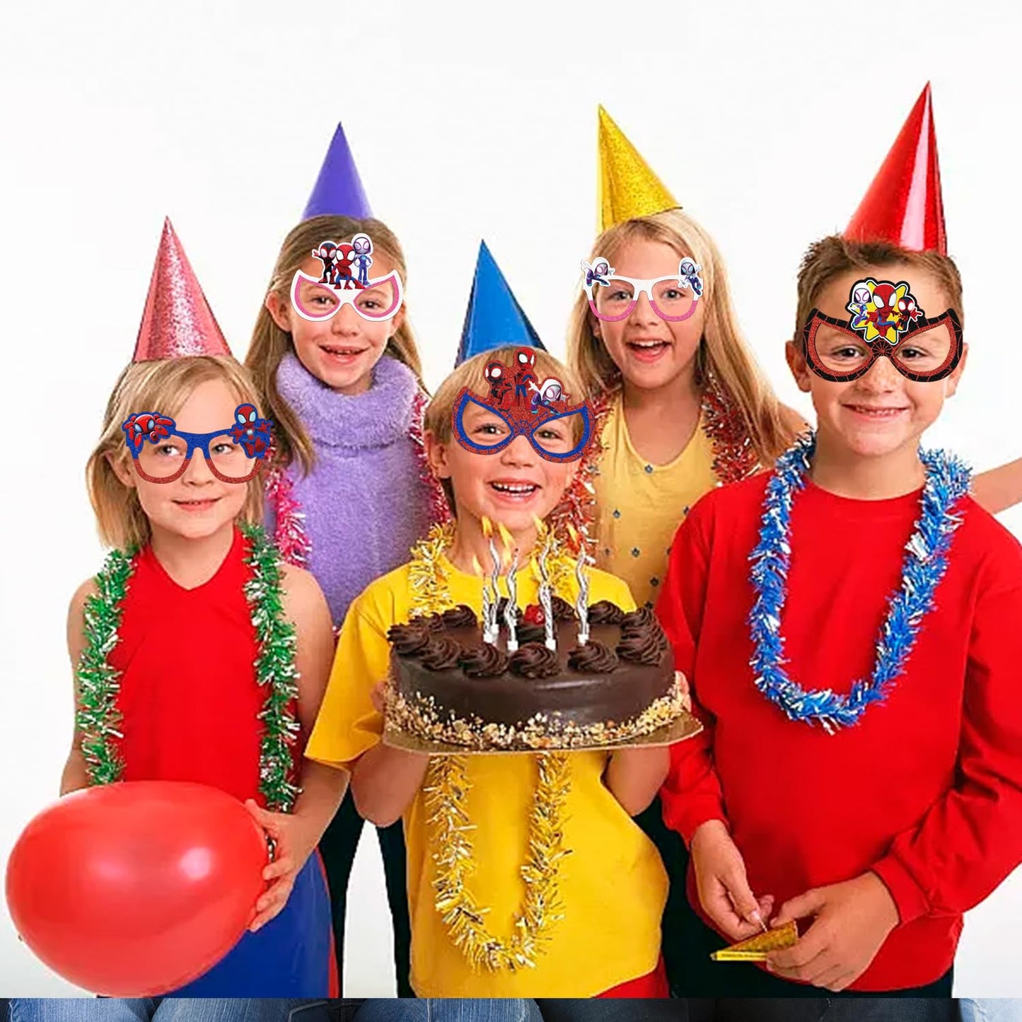 TOCKFIT 12Pcs Spider Themed Party Set: Decorative Glasses (Cosplay Style) - Ideal for Spider Themed Kids' Birthday Parties & Party Gifts
