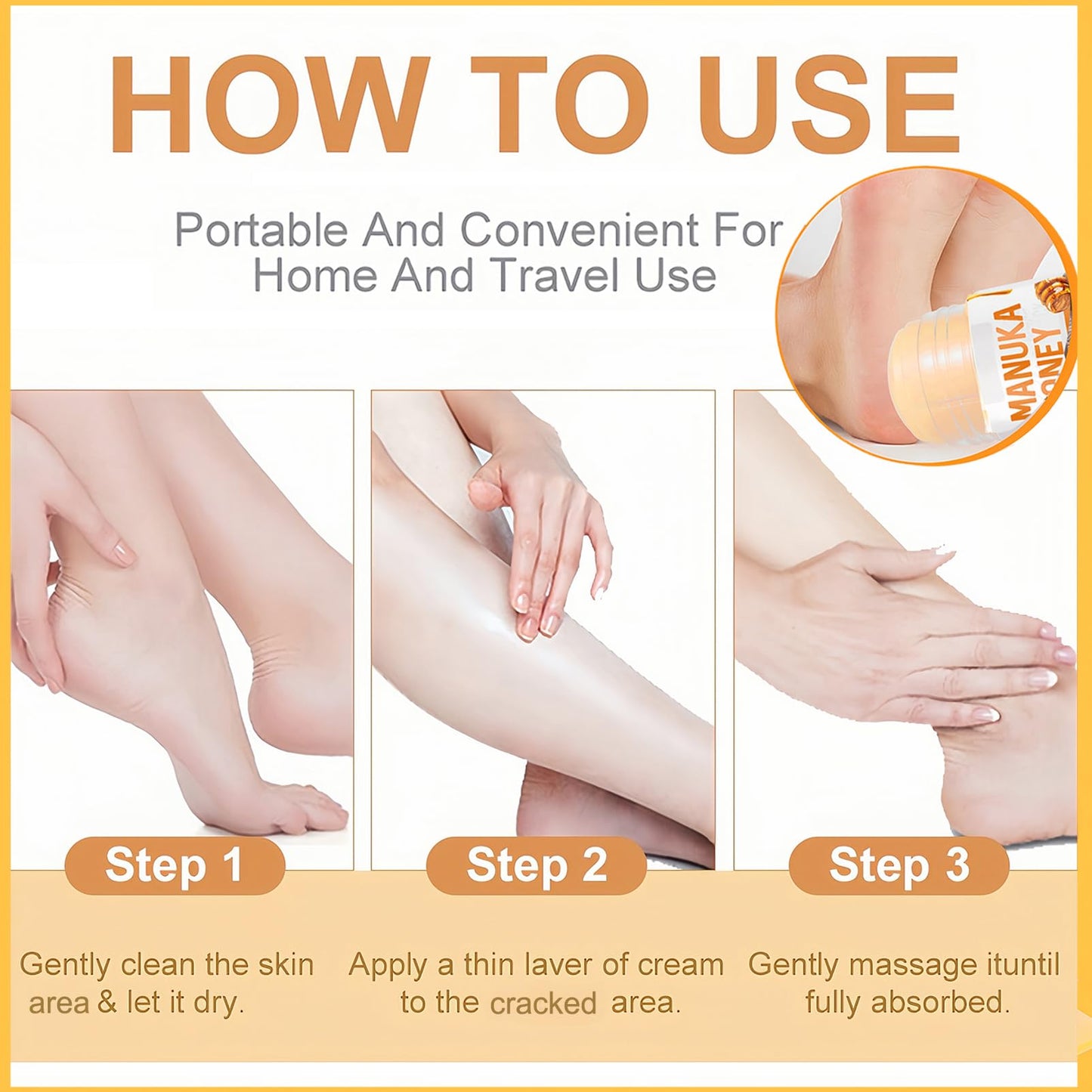 KAHSOSE 2Pcs Manuka Honey Foot Balm Stick, Moisturizing Hand and Foot Cream for Dry Cracked Heels, Heel Stick Balm for Women & Men, Callus Hydrating Cream for Hands, Elbows & Knees