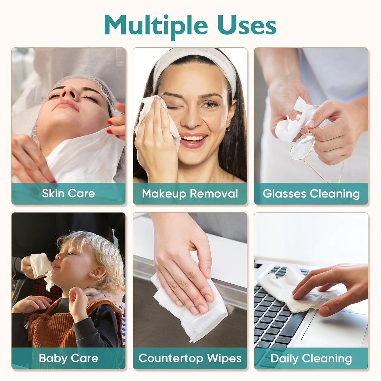 Ultra Soft Disposable Face Towels | 100 Count Lint-Free Towelette for Sensitive Skin - 2 Boxes