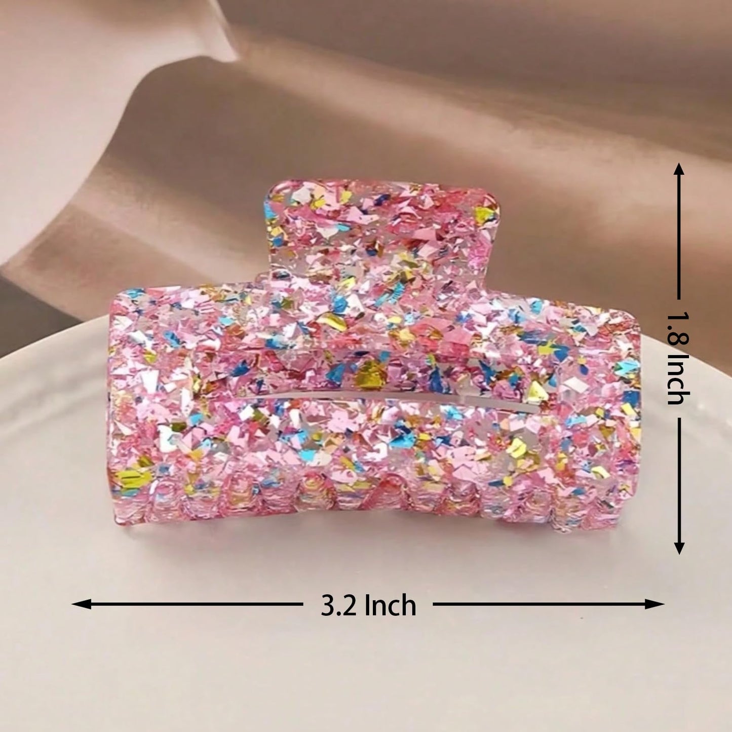 3PCS Glitter Hair Claw Clips for Women, Strong Hold Hair Clips for Thick Hair Non Slip Hair Barrette Jaw Clamps Tight Hair Clip for Women, 3.5 Inch