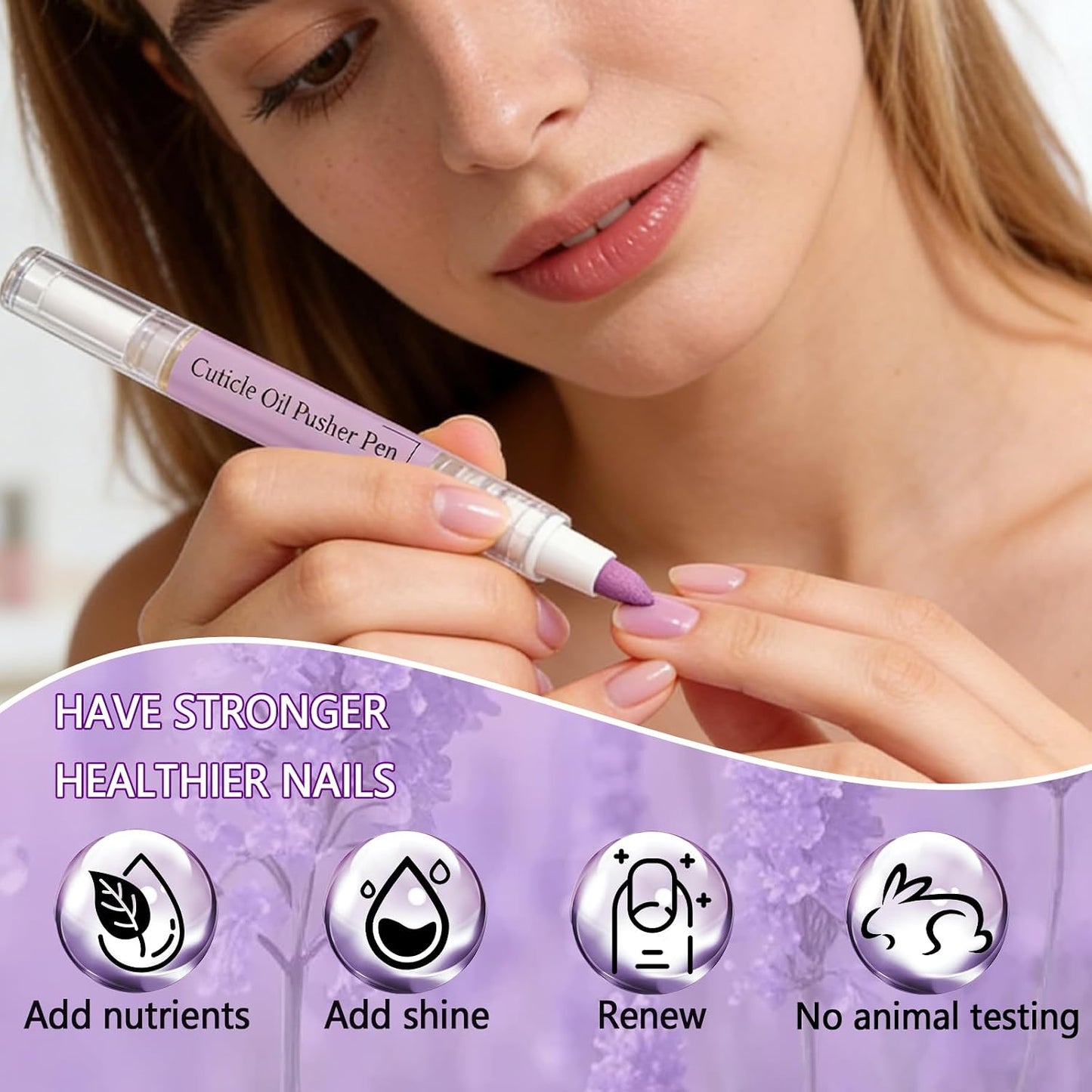 2-in-1 Ceramic Cuticle Oil Pusher Pen - Moisturizing Nail Care for Dry & Damaged Nails | 2PCS