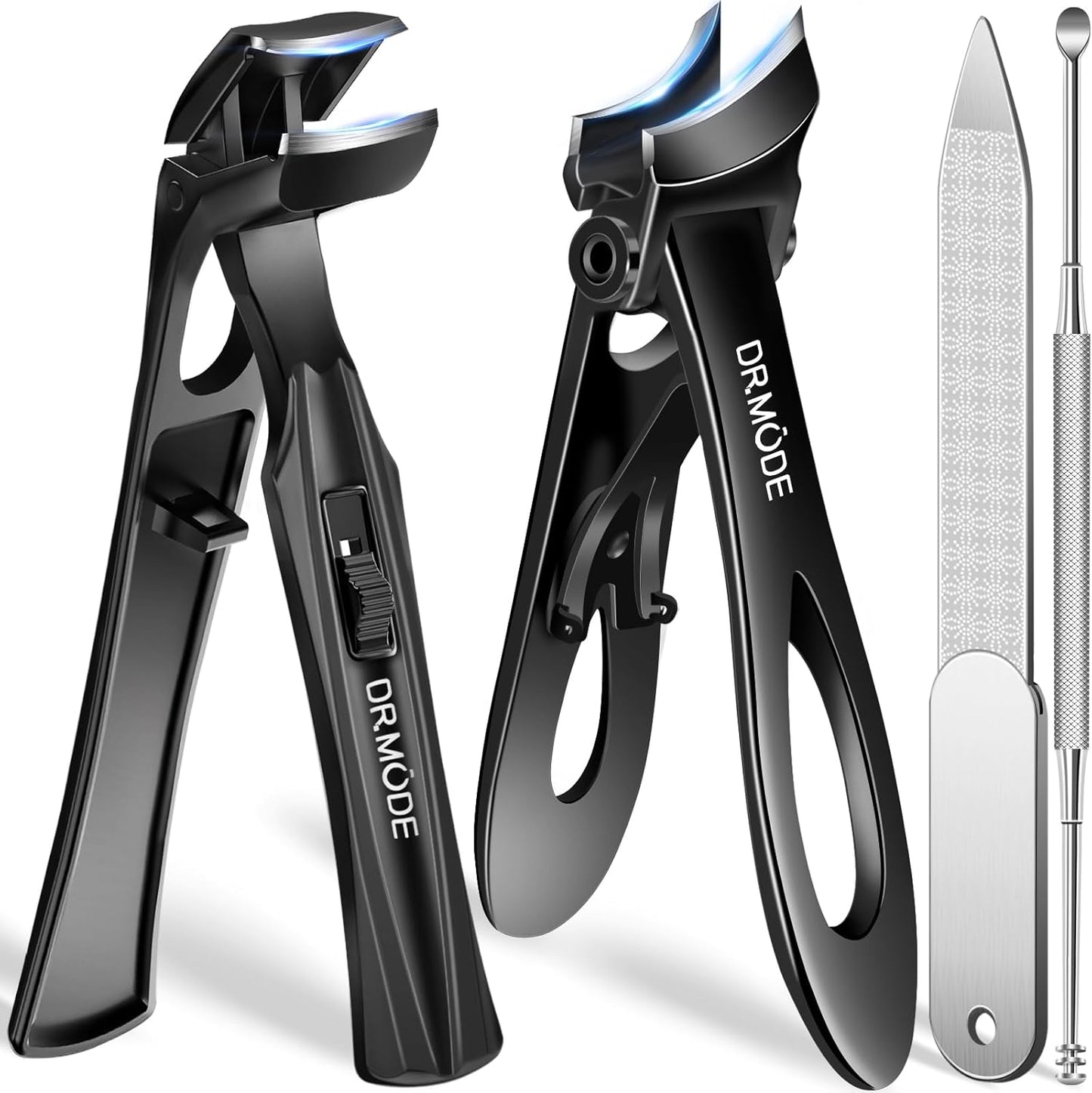 Toenail Clippers for Thick Toenails - Angled Long Handle Design for Seniors | Heavy Duty, Wide Jaw Opening, Black