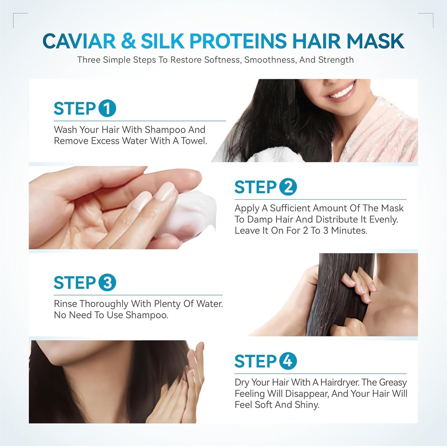 Caviar & Silk Protein Hair Mask - Intensive Recovery Treatment for Dry Hair | Deep Conditioner with Argan Oil & Keratin