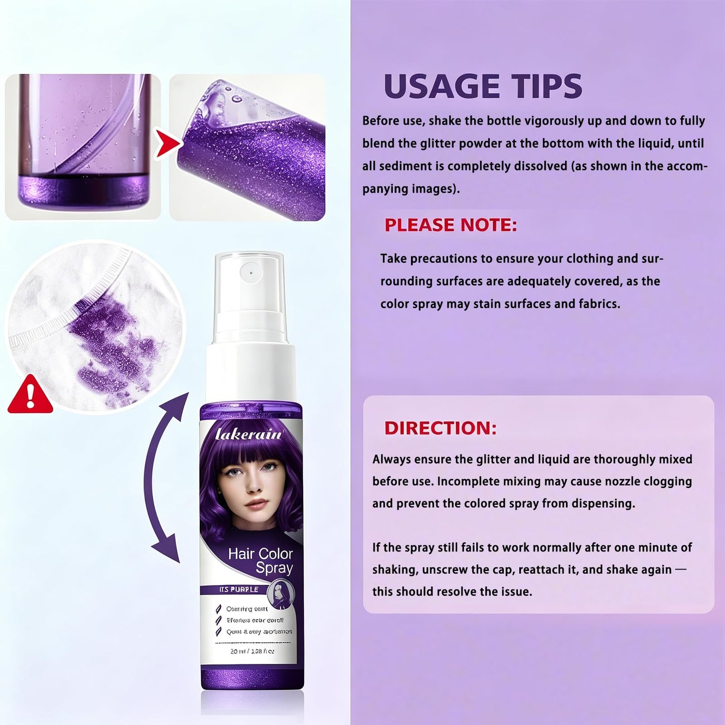Dulele 3 Colors Temporary Hair Color Spray, Root Touch Up Hair Color Spray