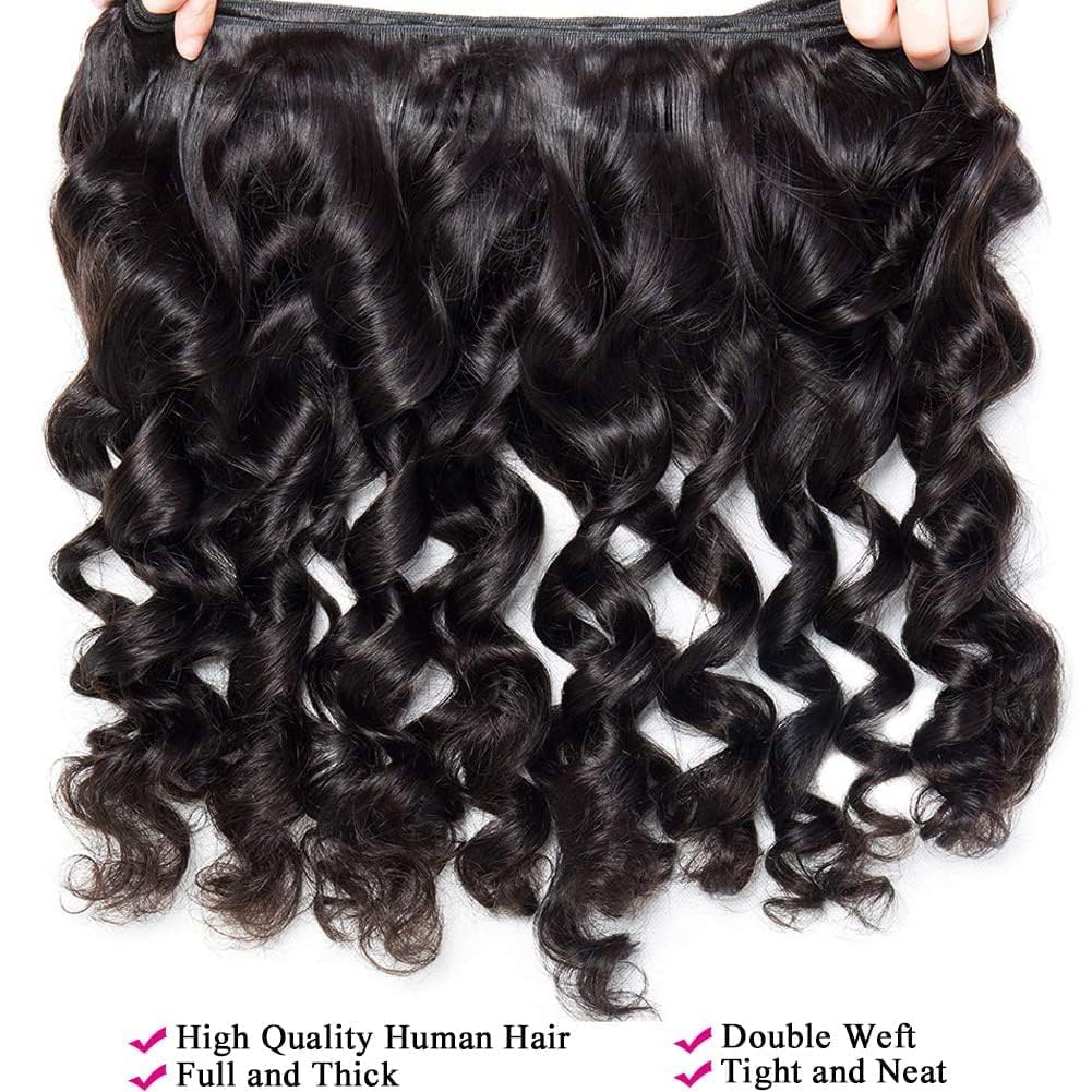 #1B Loose Wave Bundles #1B Natural Black Loose Wave Bundles Human Hair Unprocessed Virgin Human Hair Bundle 16 18 20 Inch 150g