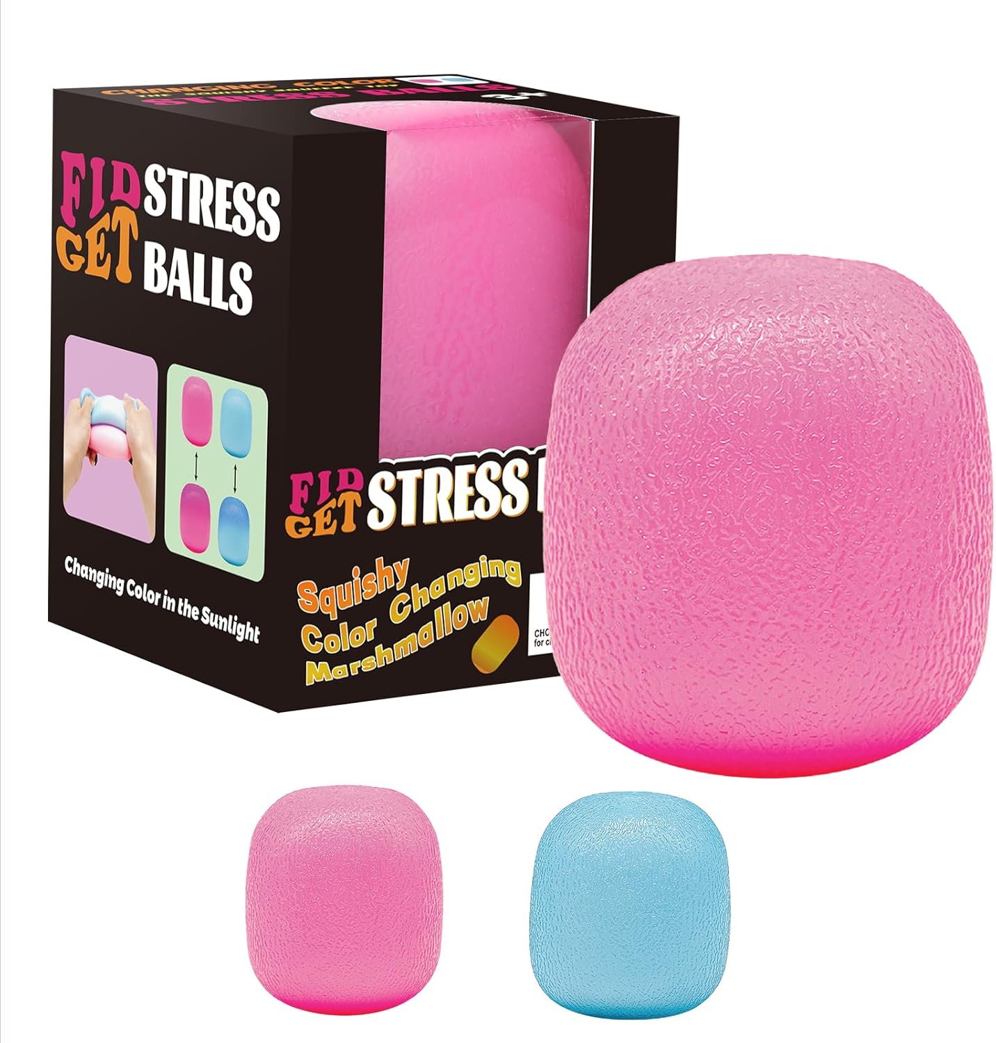 Fidget Toys - Squishy Stress Relief Cube for Anxiety | Pink Sensory Ball for Kids with Autism