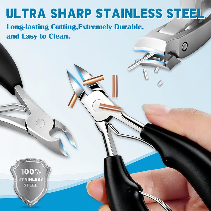 2026 Heavy Duty Toenail Clippers for Thick Nails, 7-in-1 Pedicure Kit with Catcher for Seniors & Men, Professional Wide Jaw Ingrown Toe Nail Clipper Set, Podiatrist Tool