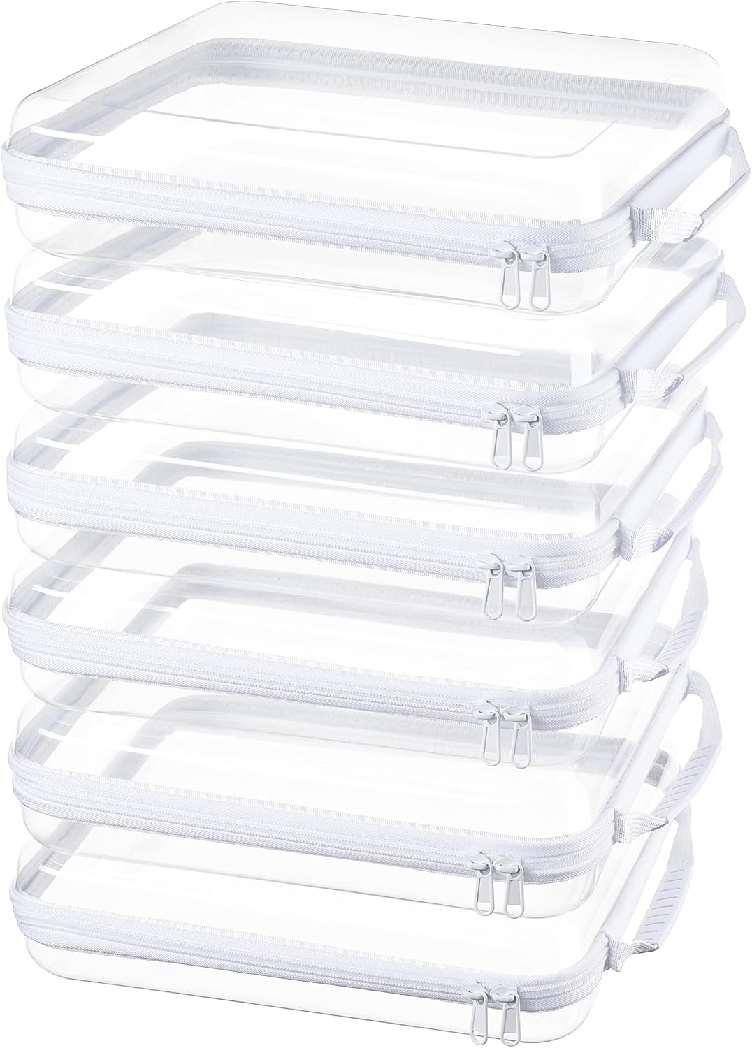 Clear Hard Shell Zipper Pouches - 3-Pack Medium Storage Bags for Purse, Diaper Bag & Travel Essentials | Durable Design