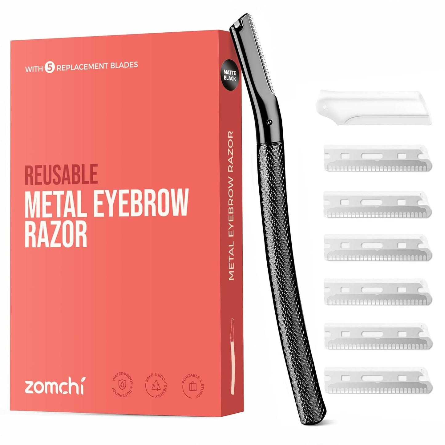 Eyebrow Razor - Precision Face Trimmer for Men & Women - Rose Gold | 6 Blades, Reusable Handle, Compact Design