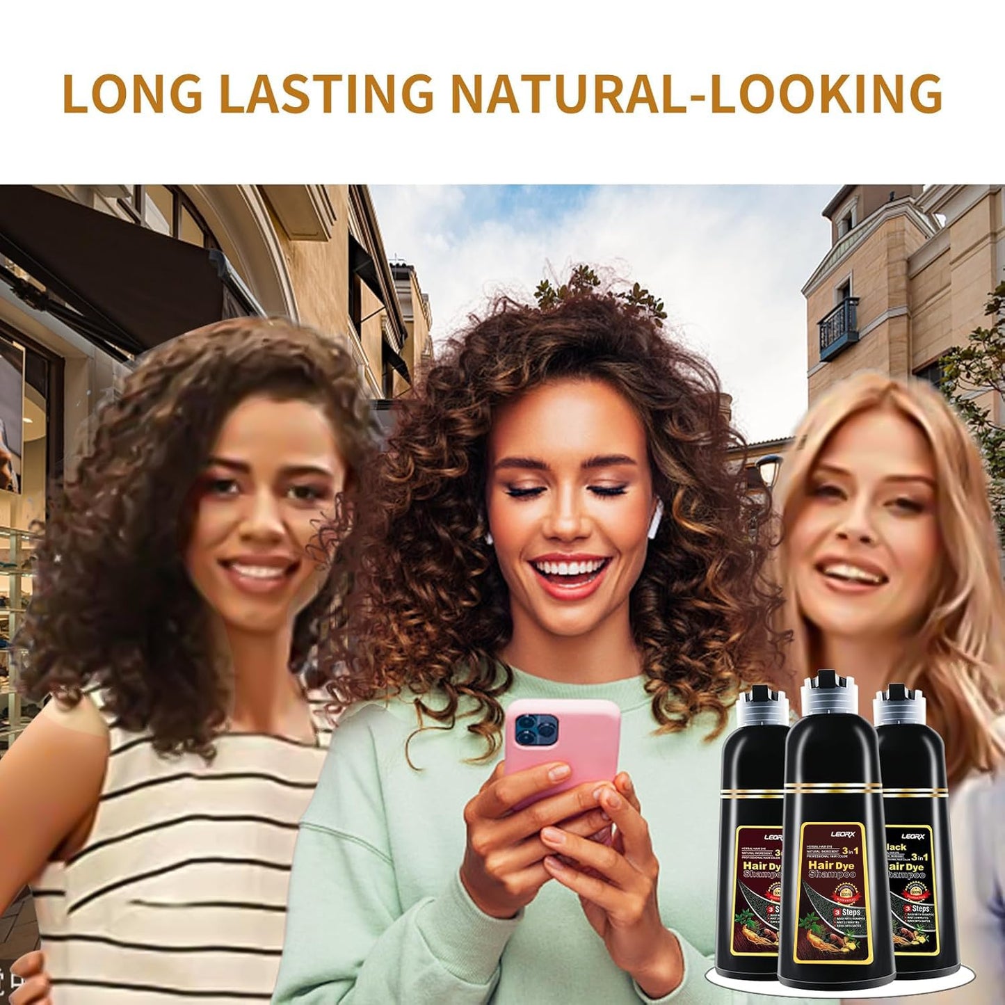 leorx Hair Dye shampoo 3 In 1, Dark Wine Red Instant Herbal Hair Color Shampoo Cover Gray Hair For Women&Men - Color Your Hair with Ease - Tintes Para El Cabello Profesional