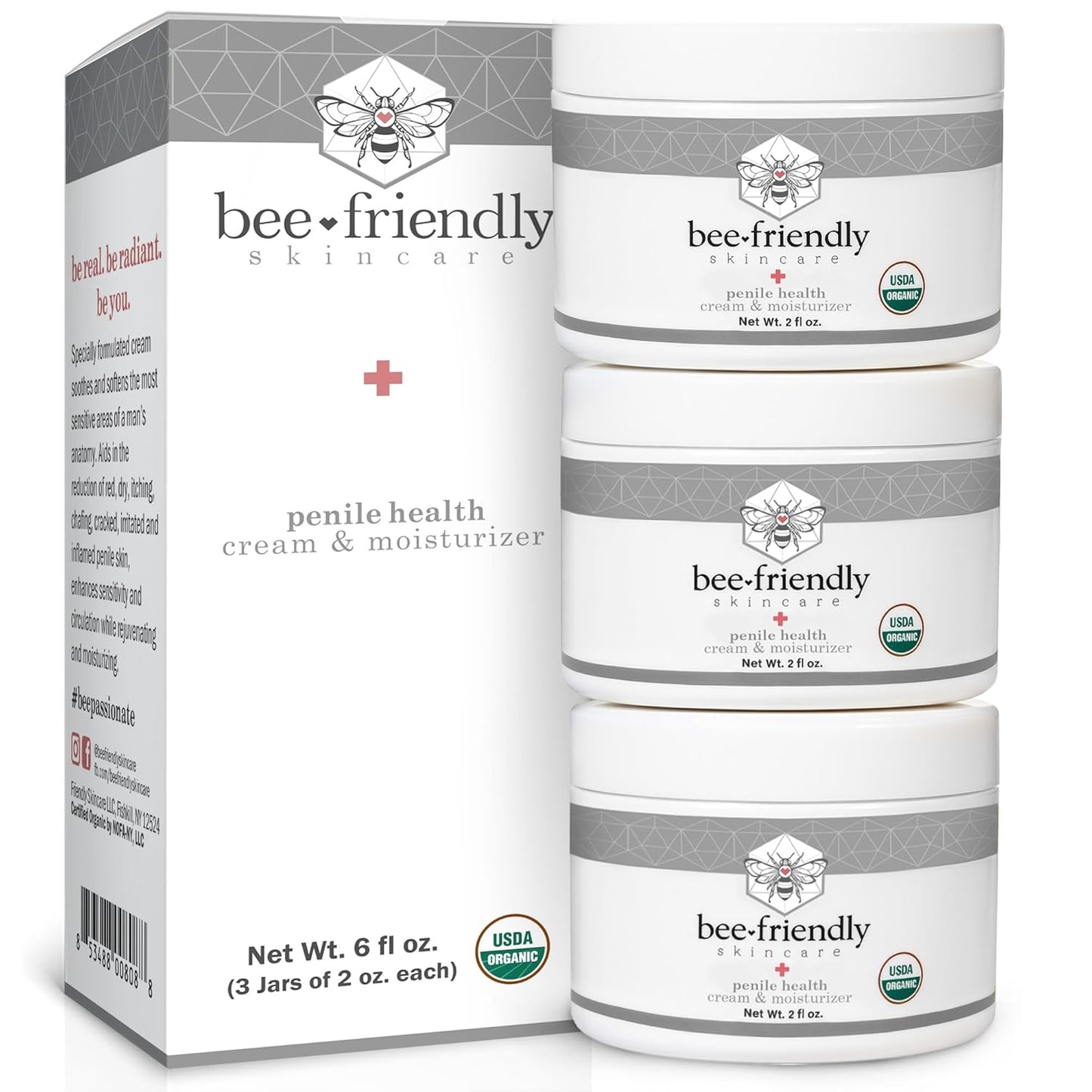 Organic Penile Health Cream - USDA Certified Natural Moisturizer for Dry, Chafed Skin | 2 oz