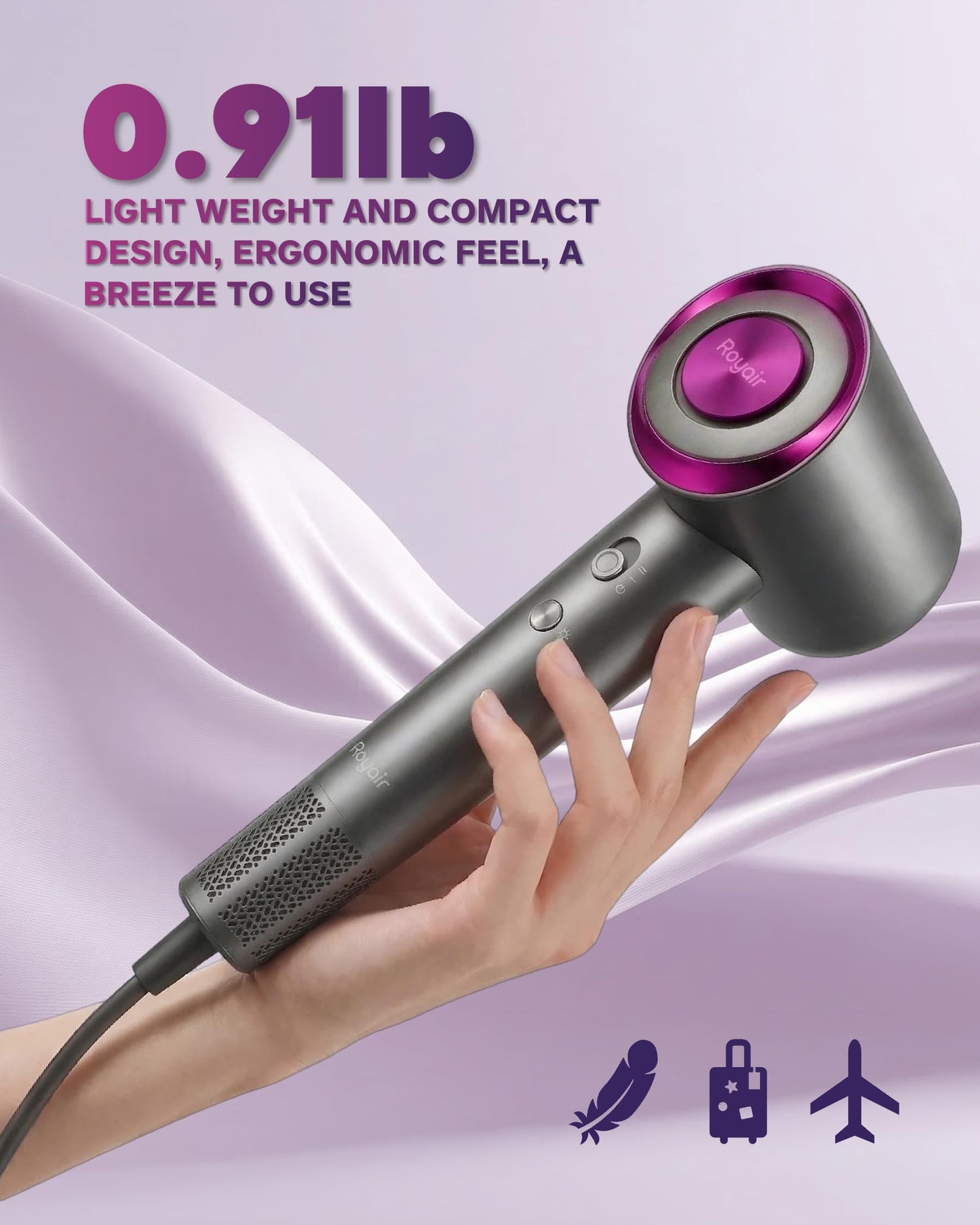 2-in-1 Hair Dryer & Fragrance Essence Capsule, 110,000 RPM High-Speed 1200W Ionic Blow Dryer with Brushless Motor, Intelligent Heat Control, Lightweight, Low Noise with Magnetic Nozzle