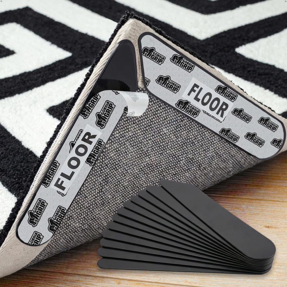 Gorilla Grip® Rug Gripper Pads - 16 Reusable Double-Sided Stickers for Area Rugs | Renter-Friendly, Non-Slip Solution