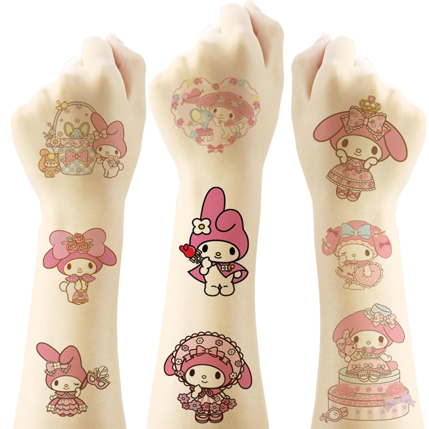 Kawaii Kuromi Temporary Tattoos - 20 Sheets of Cute Sanrio Designs for Kids | Birthday Party Favors & Rewards