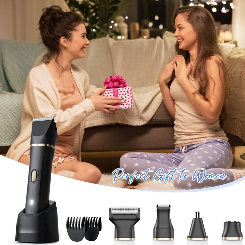 ele ELEOPTION Electric Razors for Women 5-in-1 Waterproof Wet Dry Electric Shaver with USB Charge Dock, Legs Hair Remover, Body Shaver, Beard Bikini Trimmer, Black
