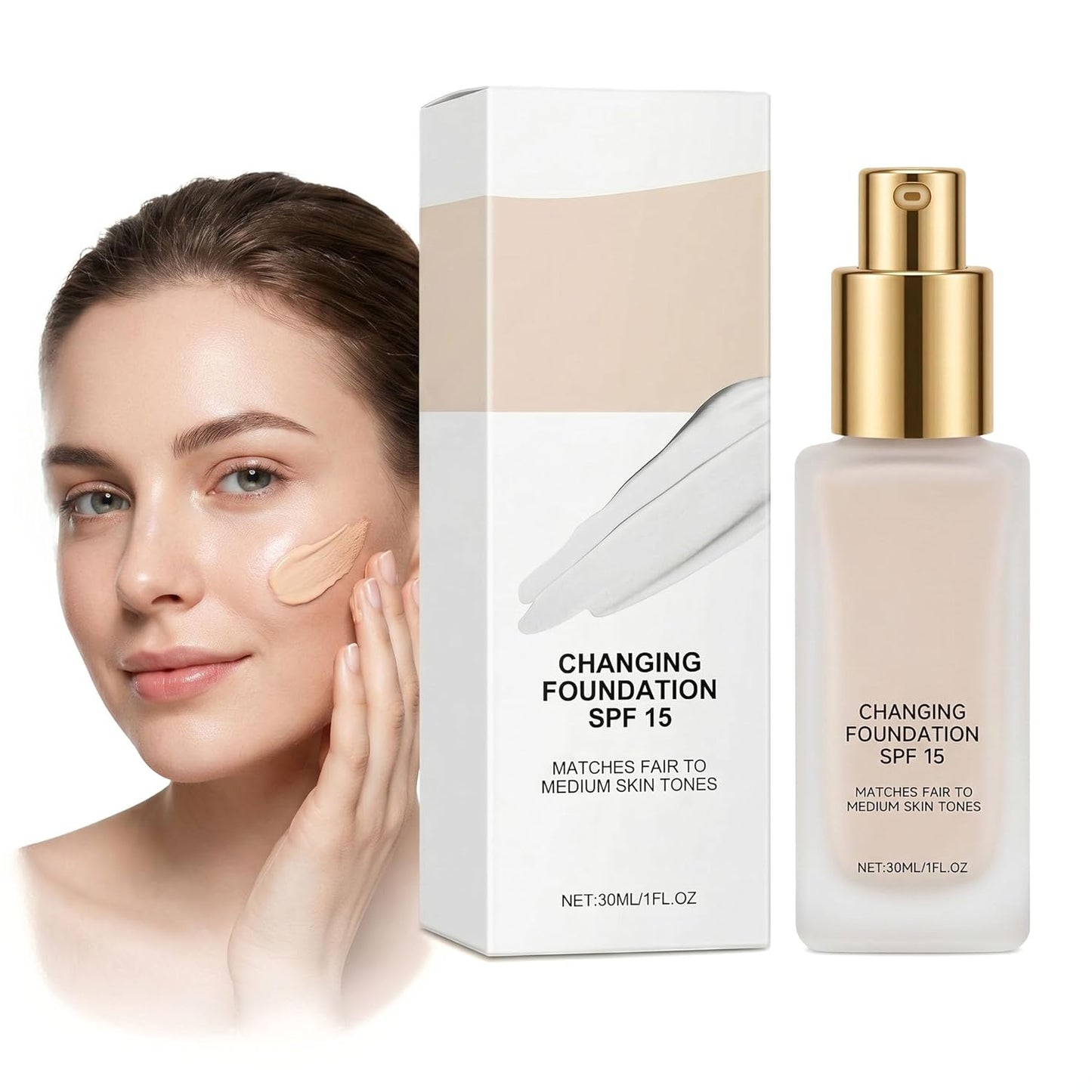 Color Changing Foundation for Mature Skin - 3-in-1 Hydrating Formula, Lightweight & Natural Glow | Self-Adjusting to All Skin Tones