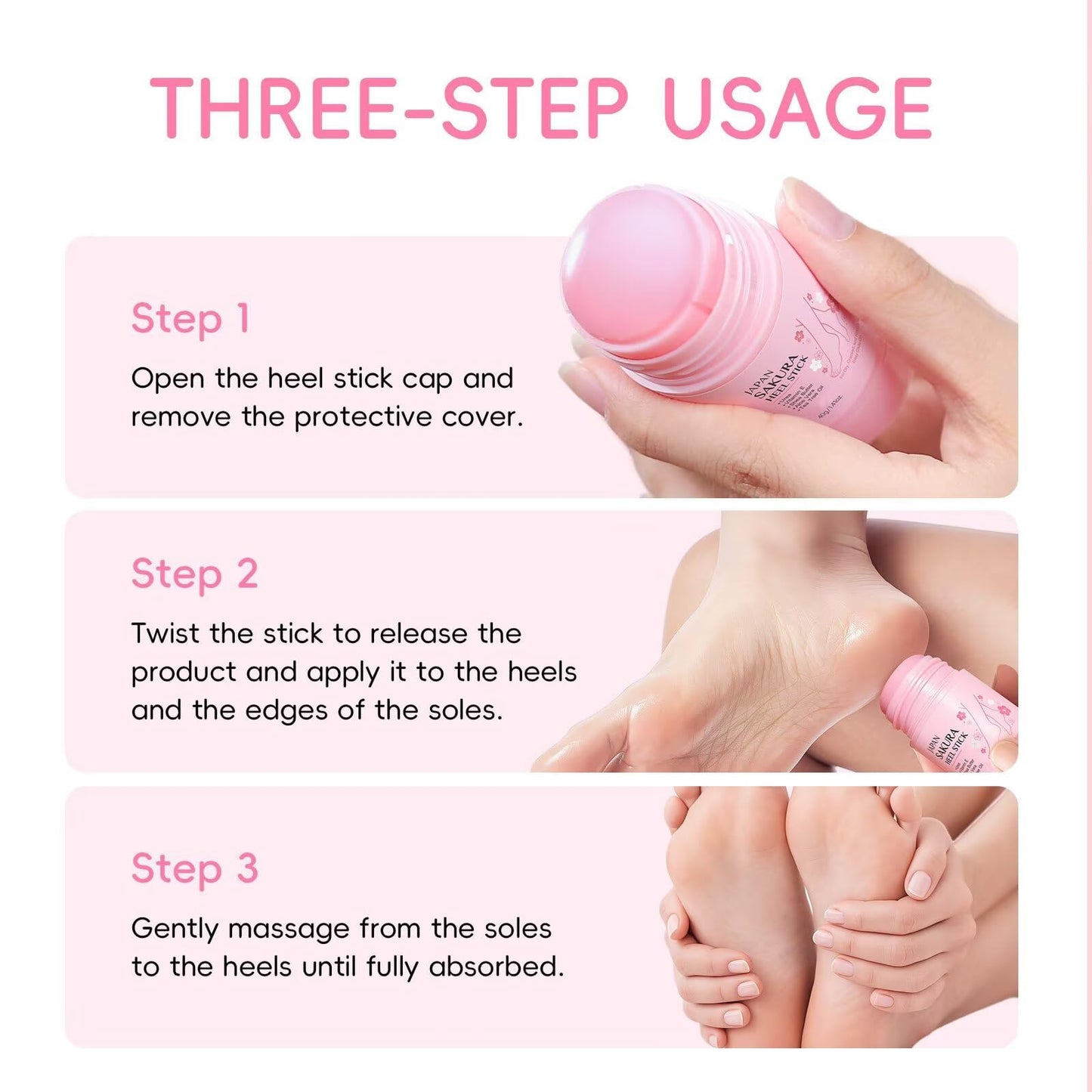 New Cover Cracked Heel Repair Stick, JAPAN SAKURA Heel Balm for Dry Cracked Feet & Heels Deeply Moisturize & Soften Feets, Exfoliates Dead Skin, Foot Balm For Hands, Heels, Elbows, Knees and More