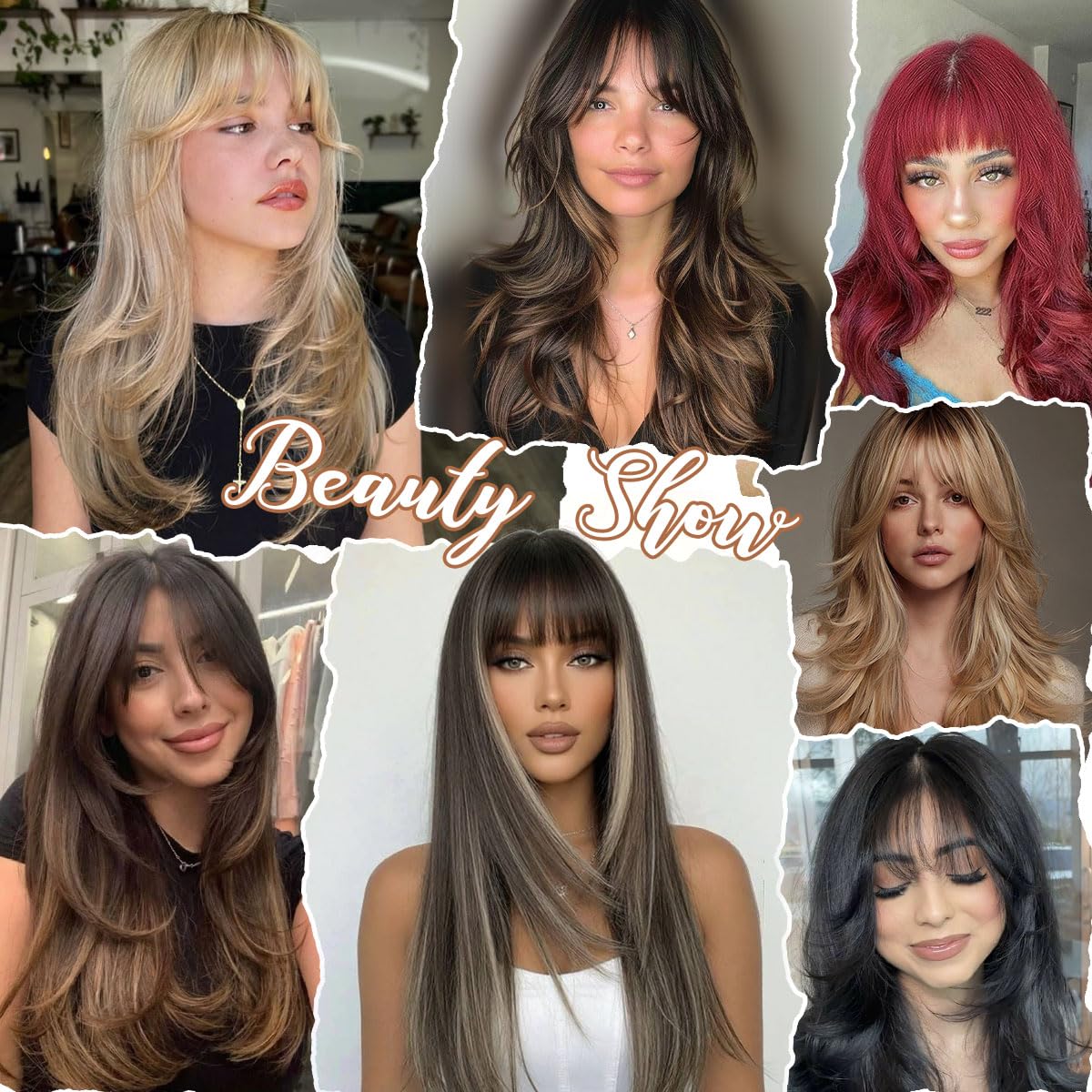 Layered Black Wig with Bangs - 26 Inch Long Synthetic Heat-Resistant Hair | Realistic Scalp Free Parting for Daily & Party Use