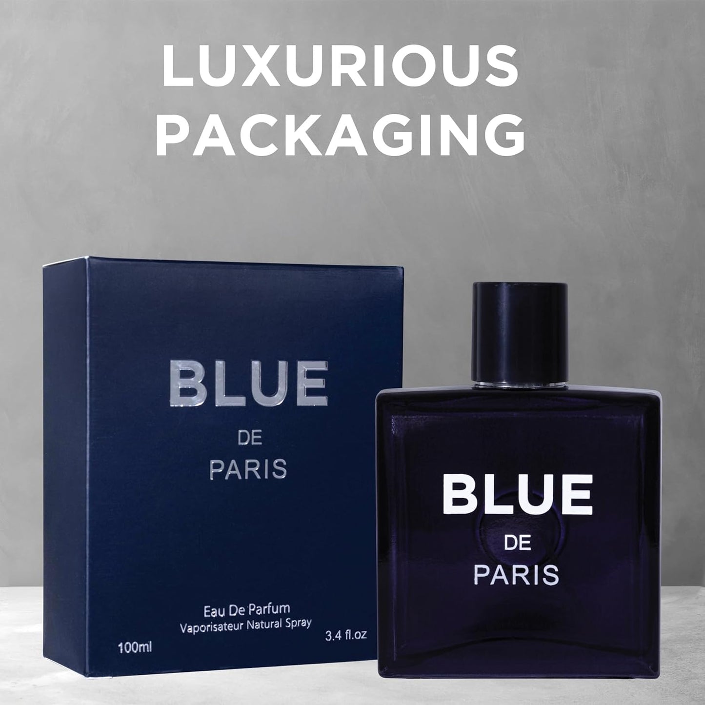 NovoGlow Blue De Paris Men's Perfume - Refreshing Woody Floral Fruity Scent | 3.4 Fl. Oz. (100ml)