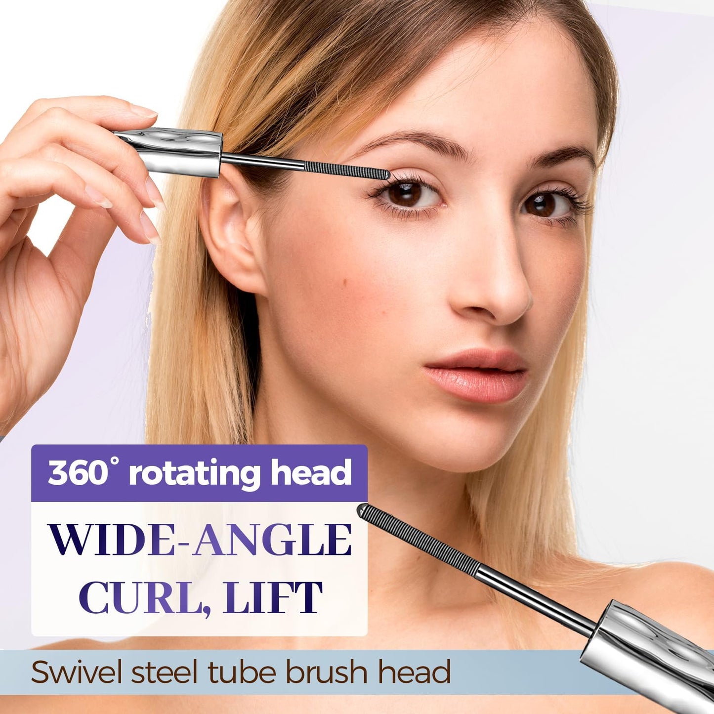 3D Curling Iron Wand Mascara, 2026 New Upgrade Long Lasting Waterproof 3D Curling Eyelash Iron Mascaras, Iron Wand Mascara Black Washable Metal Mascaras with No Flaking