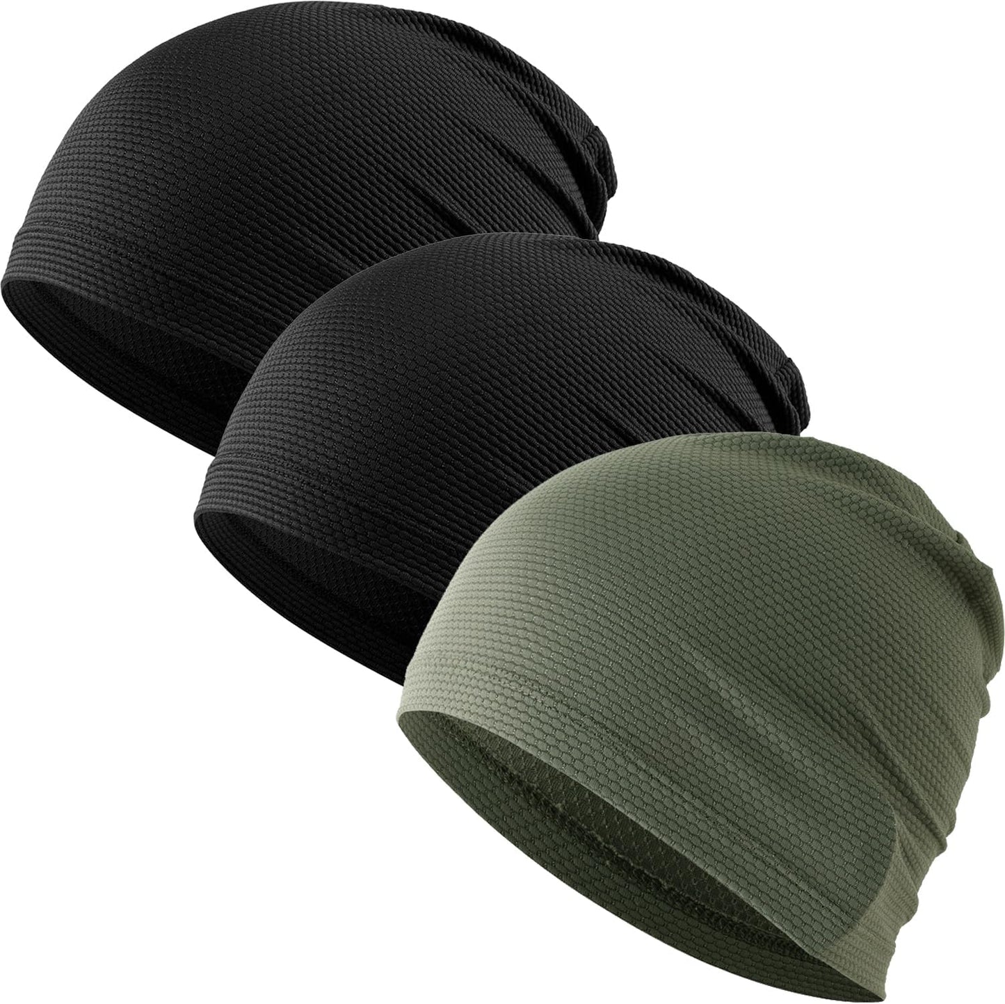 WTACTFUL 3-Pack Cooling Skull Caps - Breathable 3D Mesh Running Hats for Men & Women | Summer & Winter Use