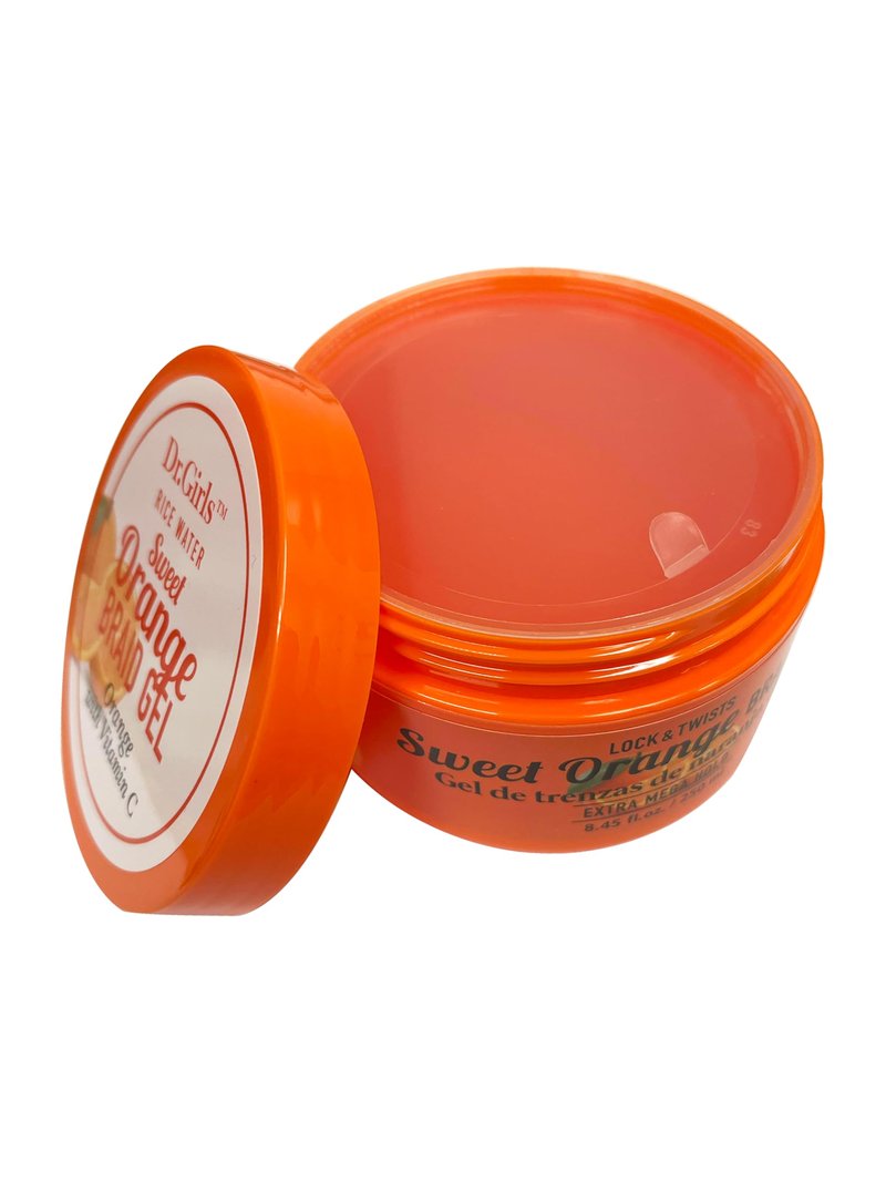 R&B Collection Dr. Girls Rice Water Lock & Twists Sweet ORANGE Braid Gel Extra Mega Hold (8.45 oz) - Orange with Vitamin C