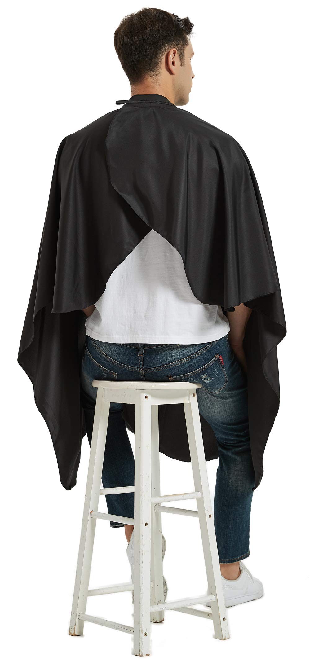 PERFEHAIR Salon Hair Cutting Cape with Soft Silicon Neck Collar, Professional Anti-static Barber Cape for Shampoo, Haircut and Styling-Black-53 x 57 inches