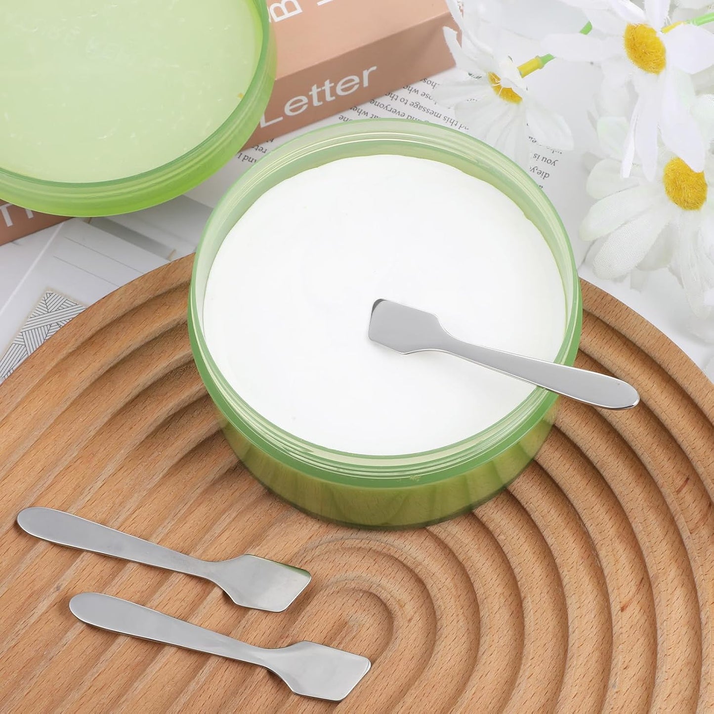 Mini Metal Makeup Spatula Set - 3 Reusable Cosmetic Cream Applicators | Silver Skin Care Tools for Mixing & Sampling