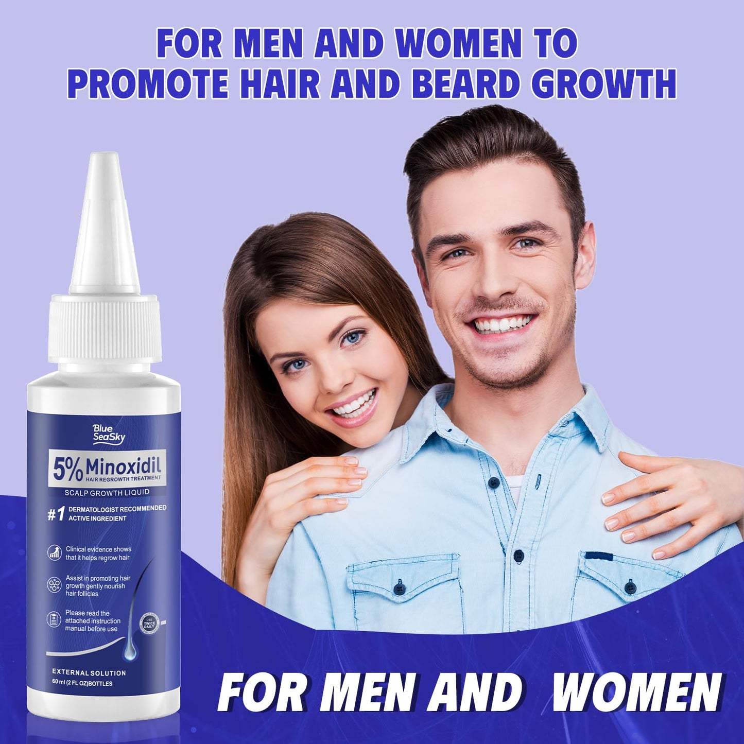 5% Minoxidil Hair Regrowth Serum for Women & Men, Rosemary Oil Biotin Batana Oil Topical Treatment Thinning Hair Loss Receding Hairline Non-Greasy Unscented 4-Pack 6 Month Supply
