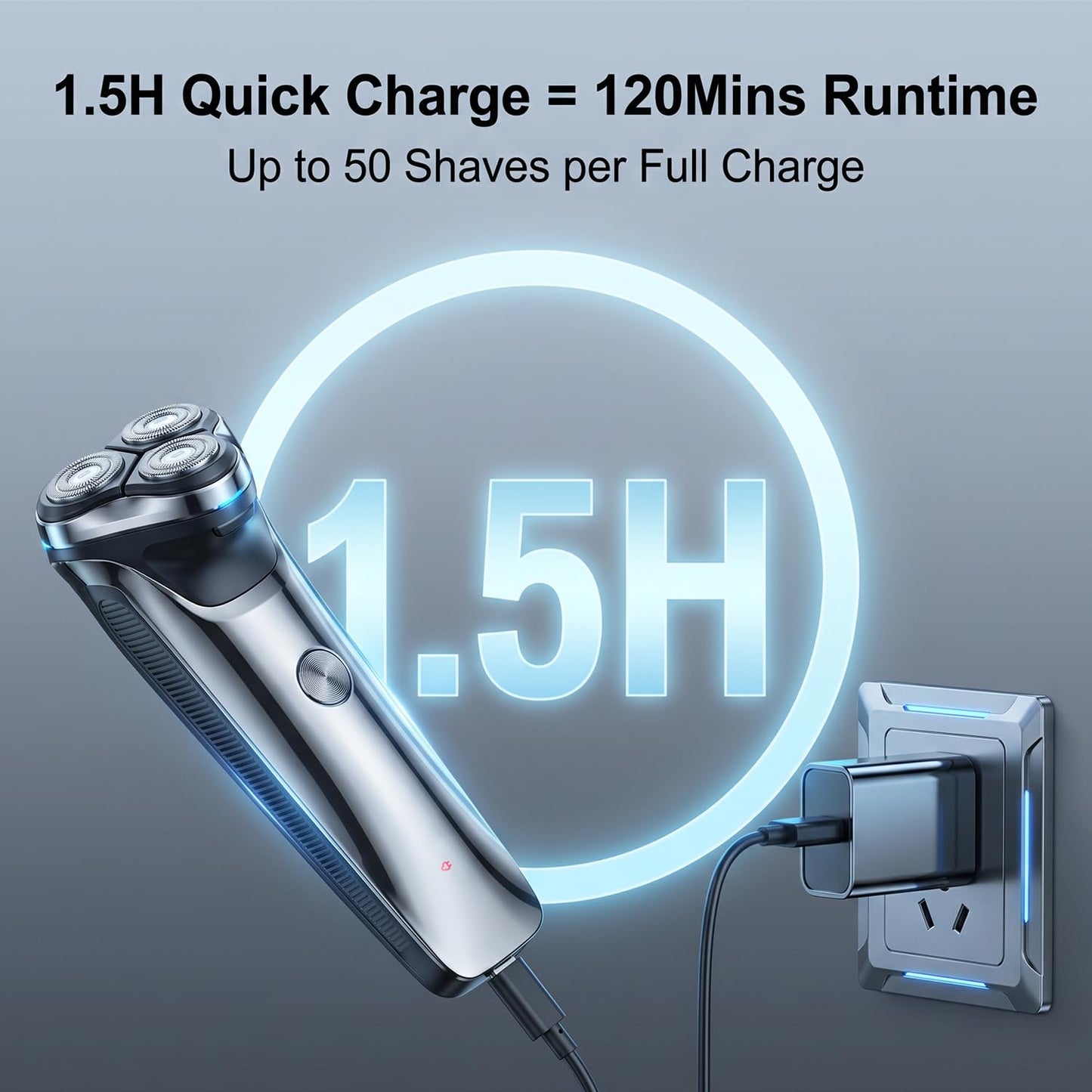 Ordele Electric Razor for Men, 2025 Upgraded Electric Shavers for Men, USB-C Rechargeable, Wet & Dry Shaver with Pop-up Trimmer and Travel Case (Gunmetal)