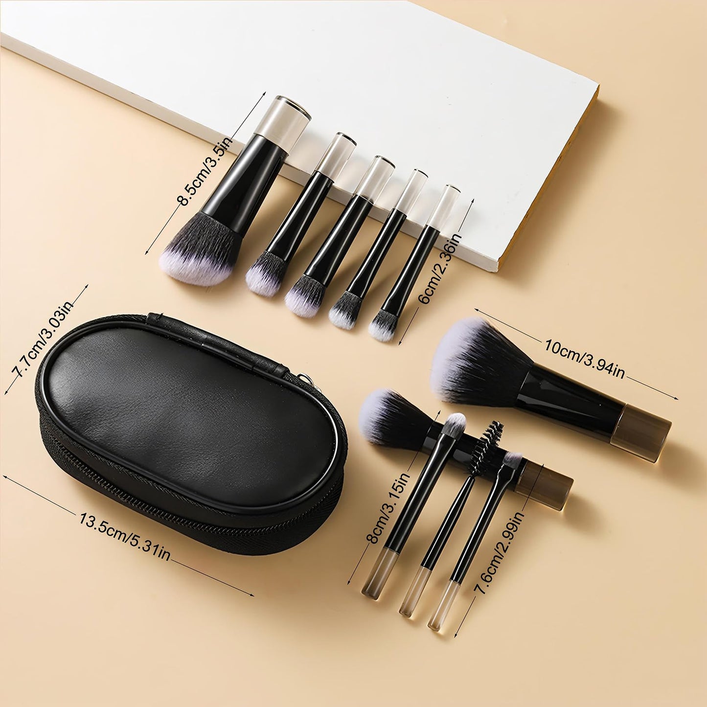 Kingtree Travel Makeup Brush Set, 10Pcs Mini Makeup Brushes with Pouch Portable ON THE GO Makeup Brush Travel Set, Easy-taken Full Complete Function Cosmetic Brushes for Flawless Makeup Looks